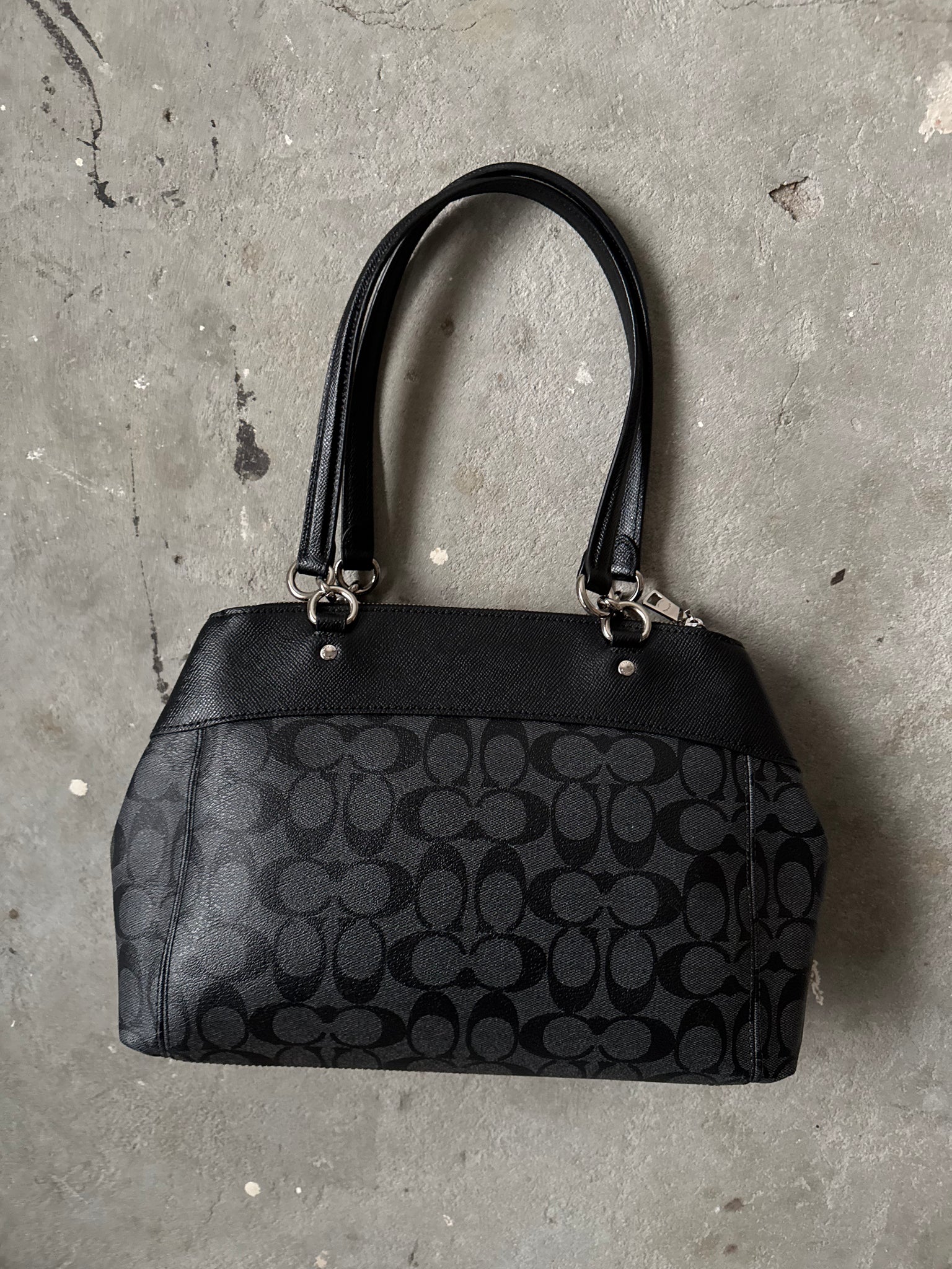 Coach 2Way Signature Brooke Carryall Shoulder Bag Black