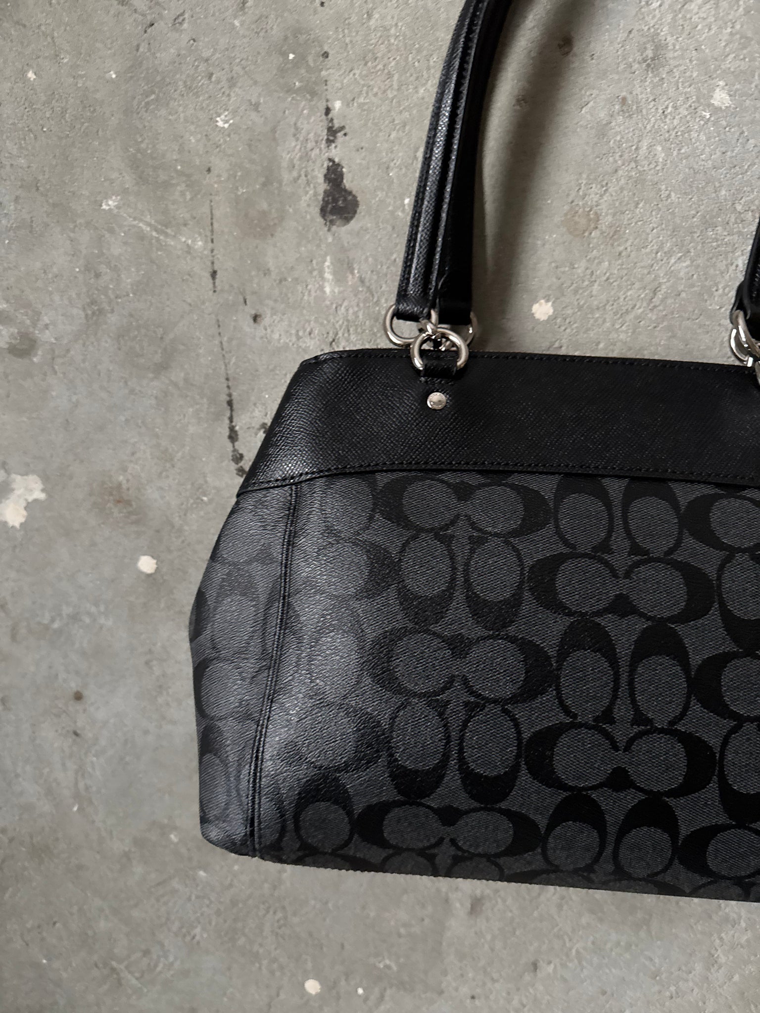 Coach 2Way Signature Brooke Carryall Shoulder Bag Black