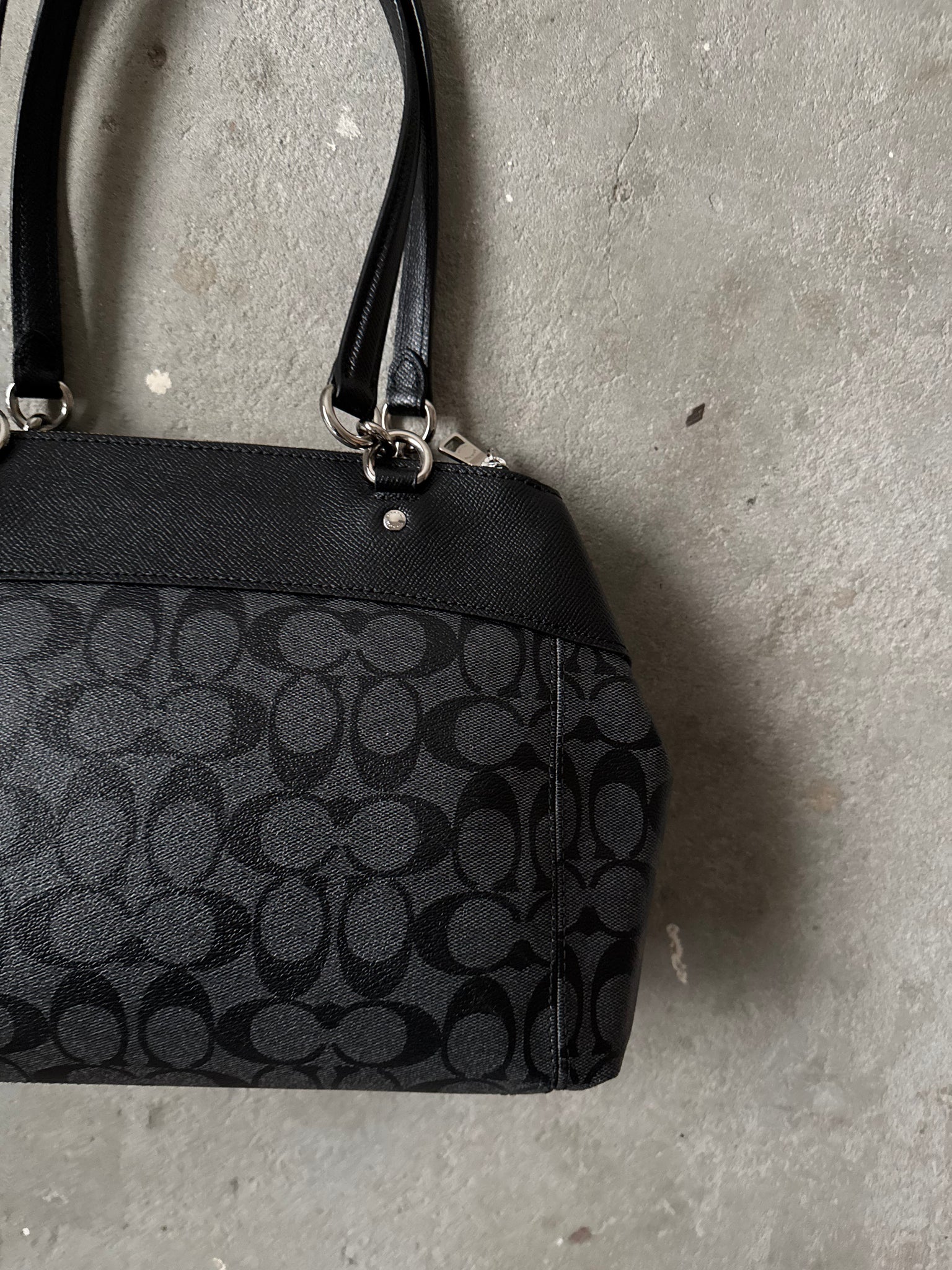 Coach 2Way Signature Brooke Carryall Shoulder Bag Black