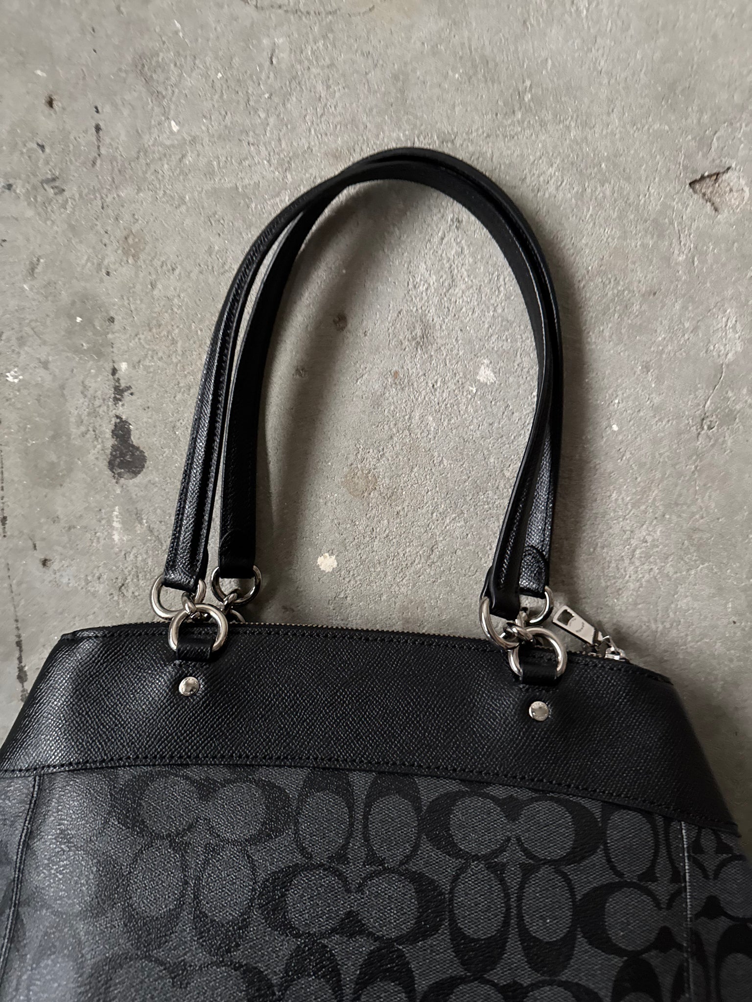 Coach 2Way Signature Brooke Carryall Shoulder Bag Black