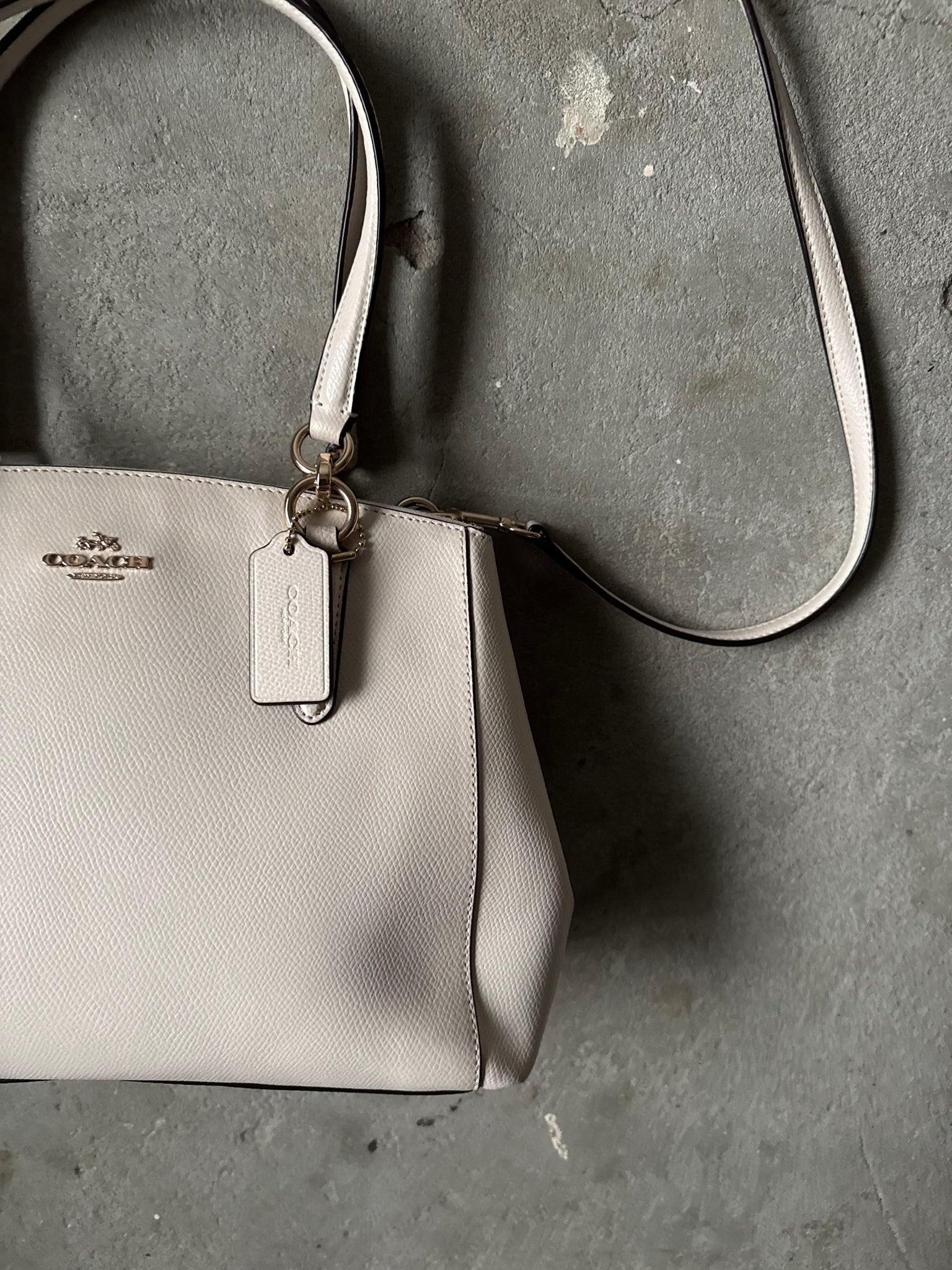 Coach 2Way Leather Brooke Carryall Shoulder Bag Off-White