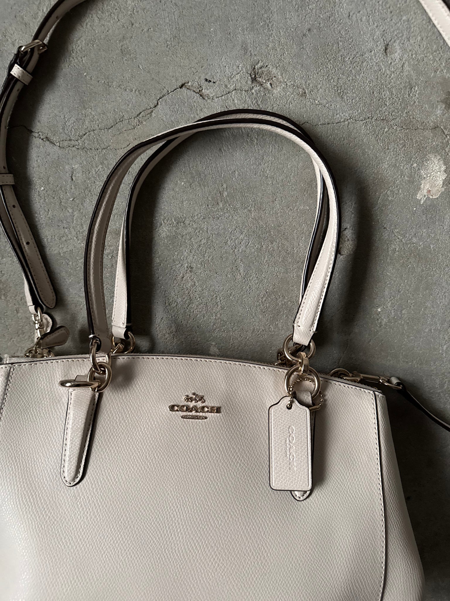 Coach 2Way Leather Brooke Carryall Shoulder Bag Off-White