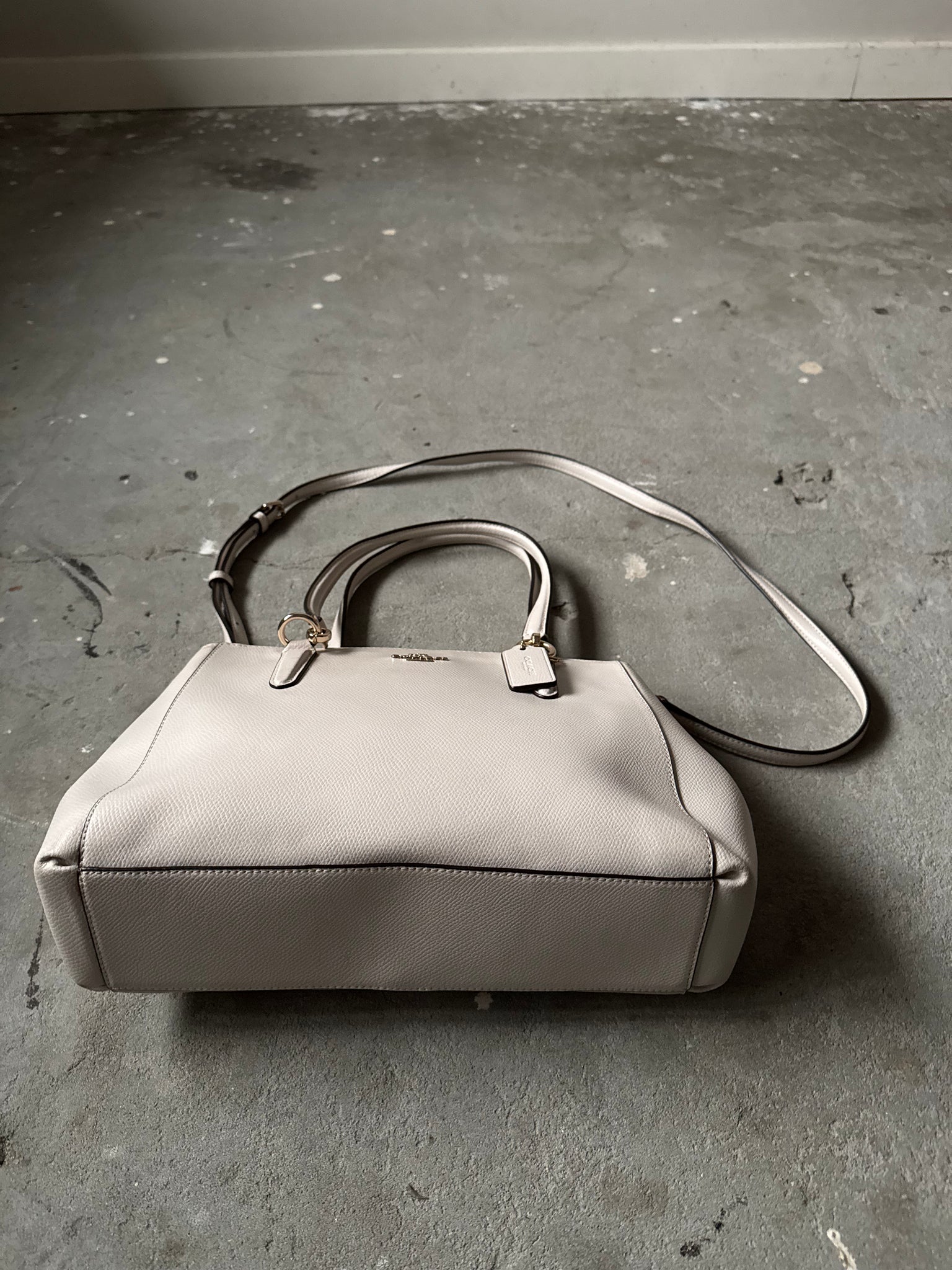 Coach 2Way Leather Brooke Carryall Shoulder Bag Off-White