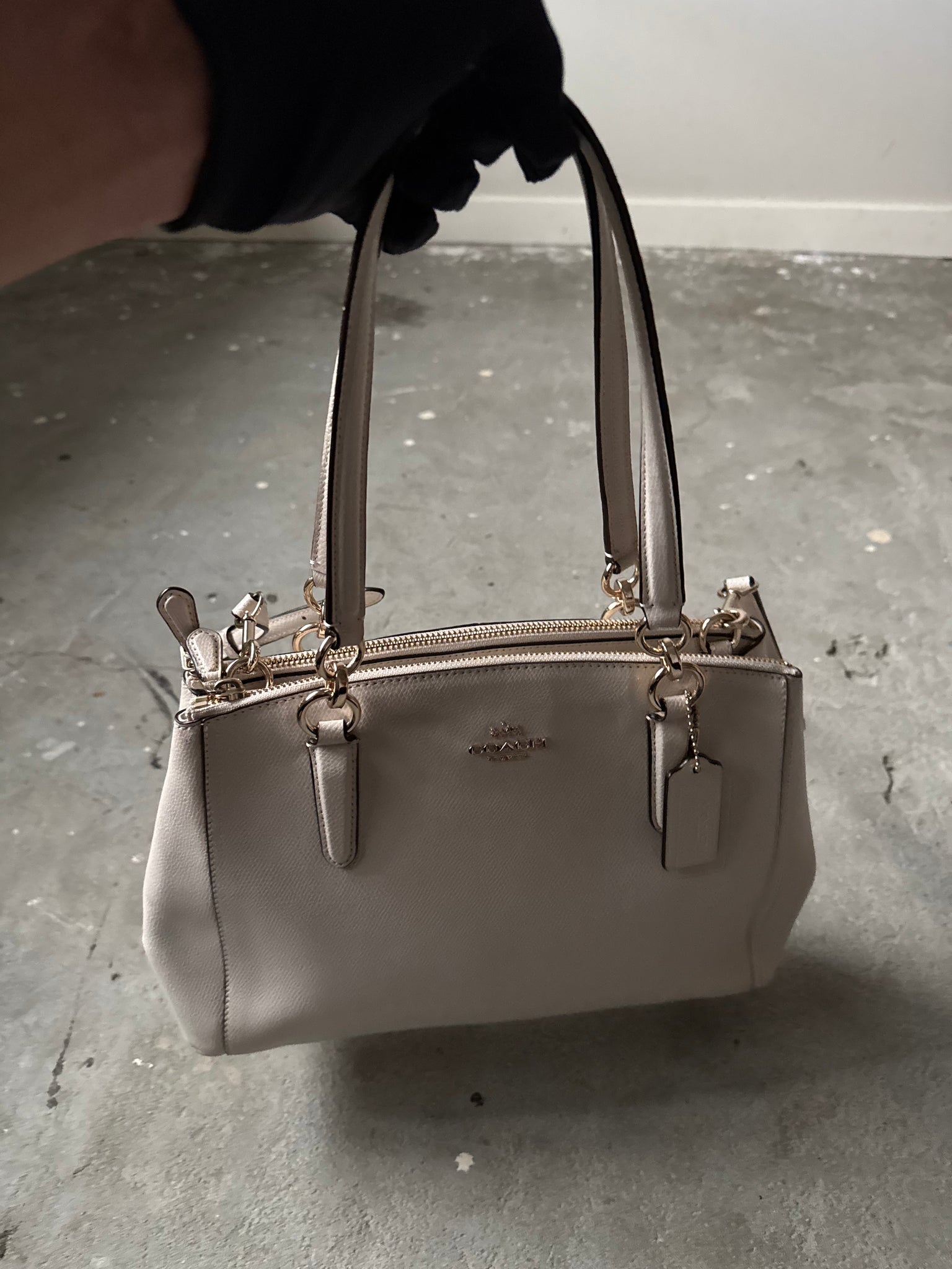 Coach 2Way Leather Brooke Carryall Shoulder Bag Off-White
