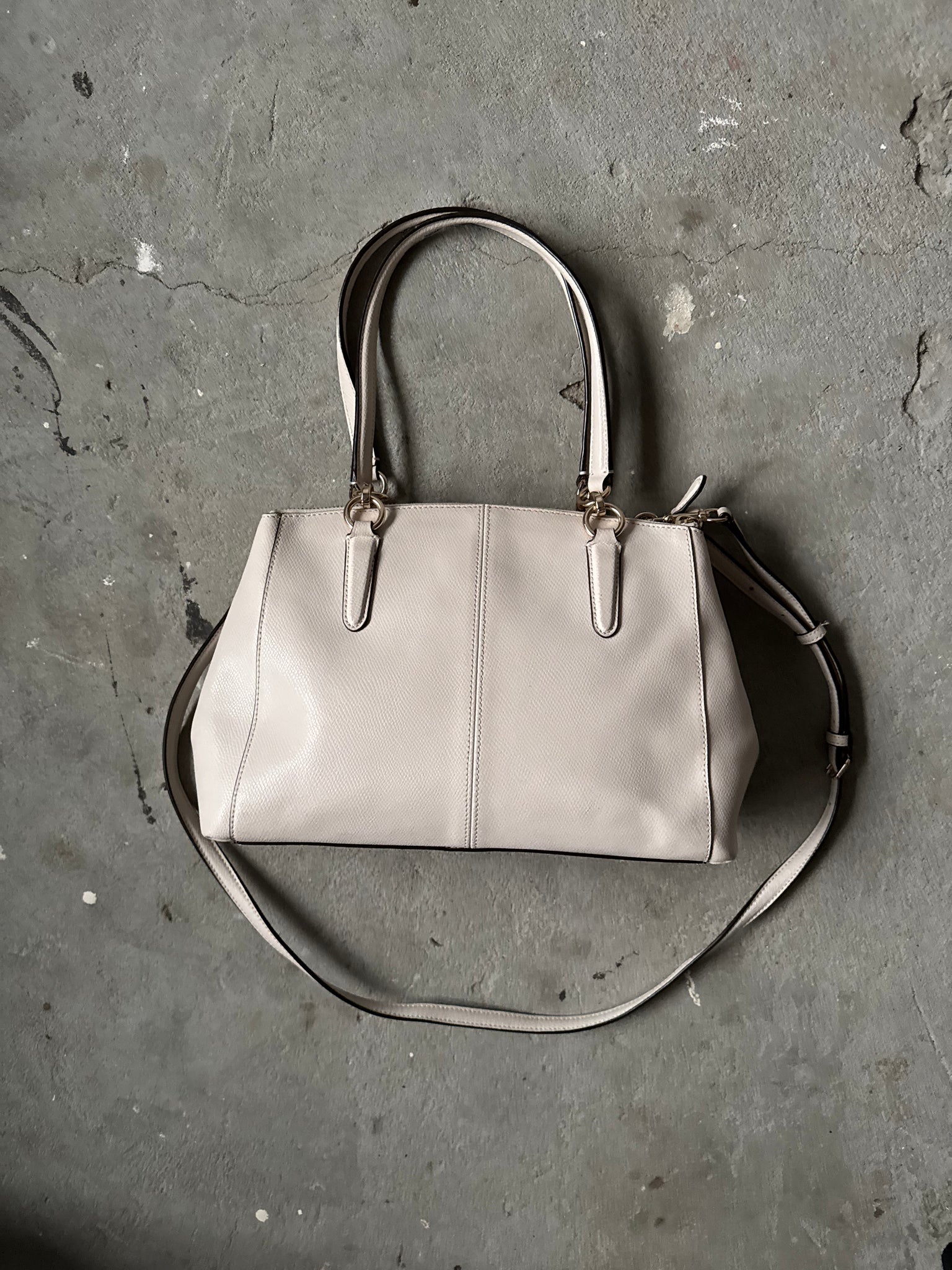 Coach 2Way Leather Brooke Carryall Shoulder Bag Off-White