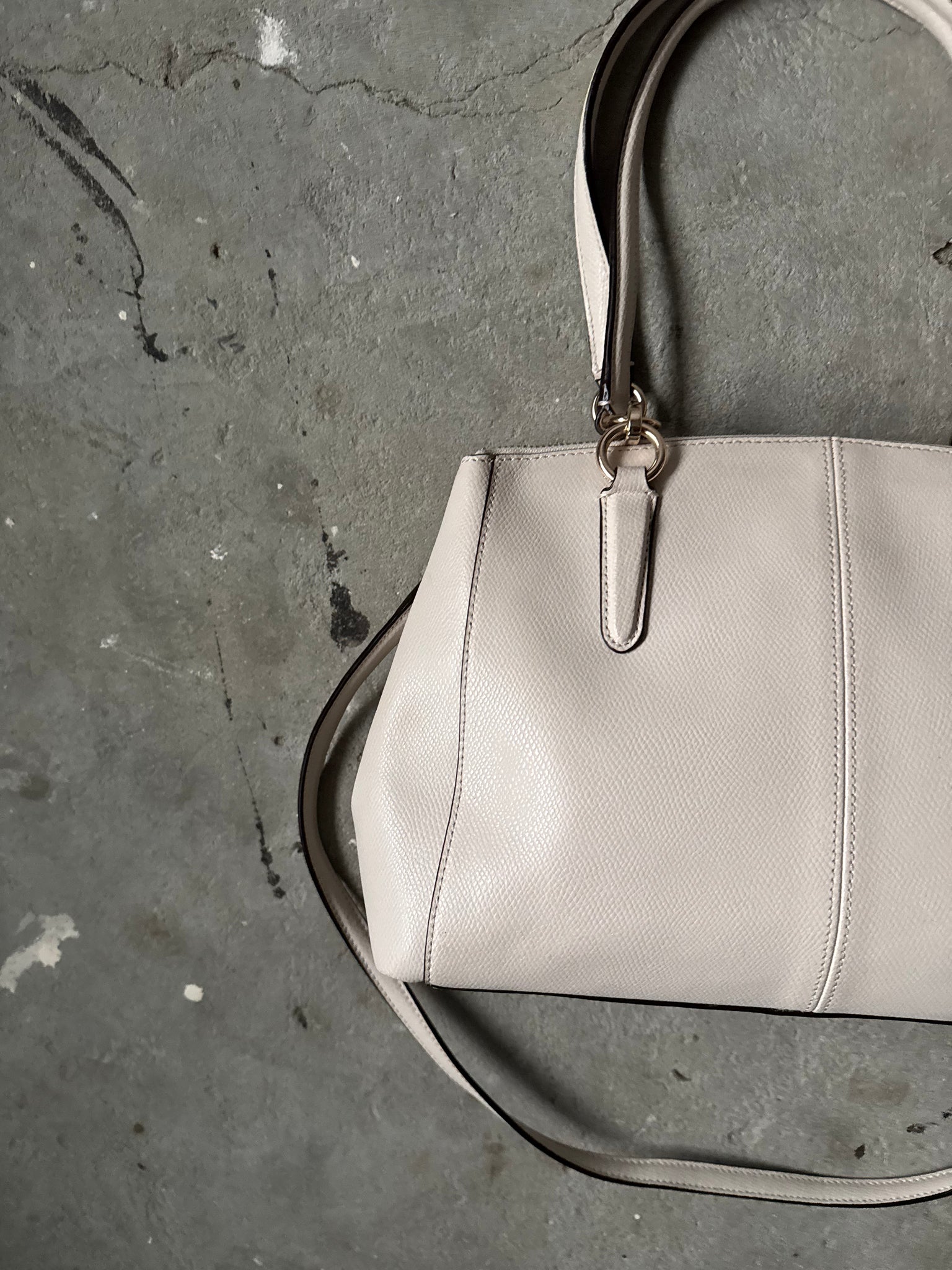 Coach 2Way Leather Brooke Carryall Shoulder Bag Off-White