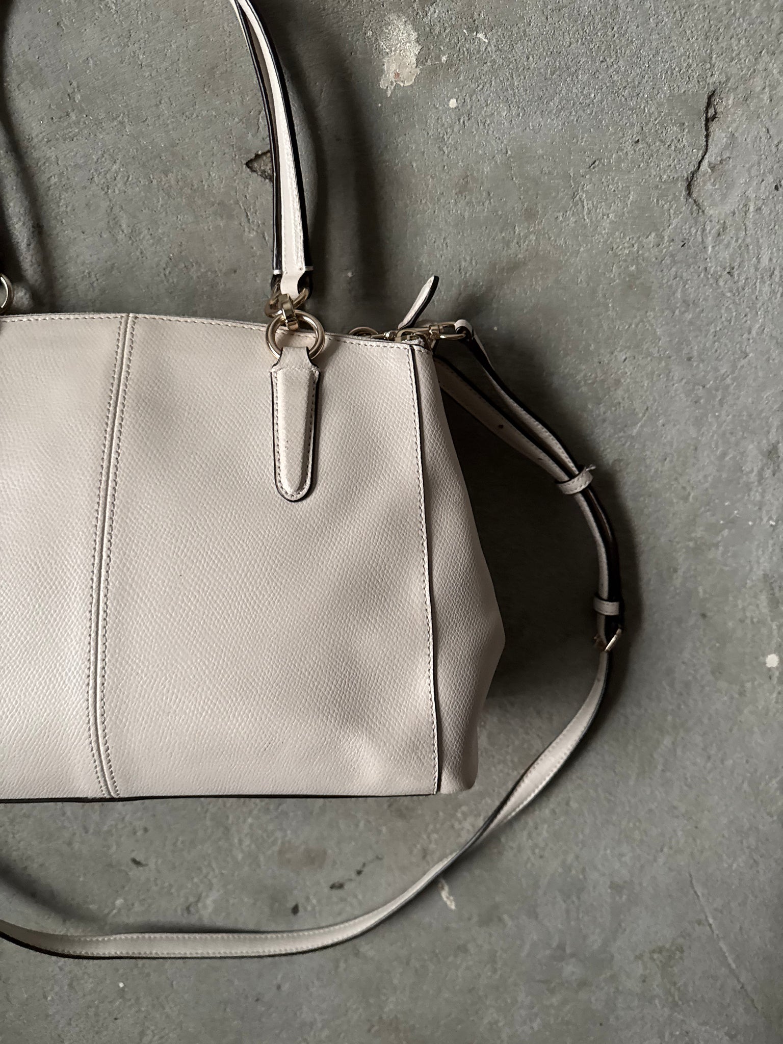 Coach 2Way Leather Brooke Carryall Shoulder Bag Off-White