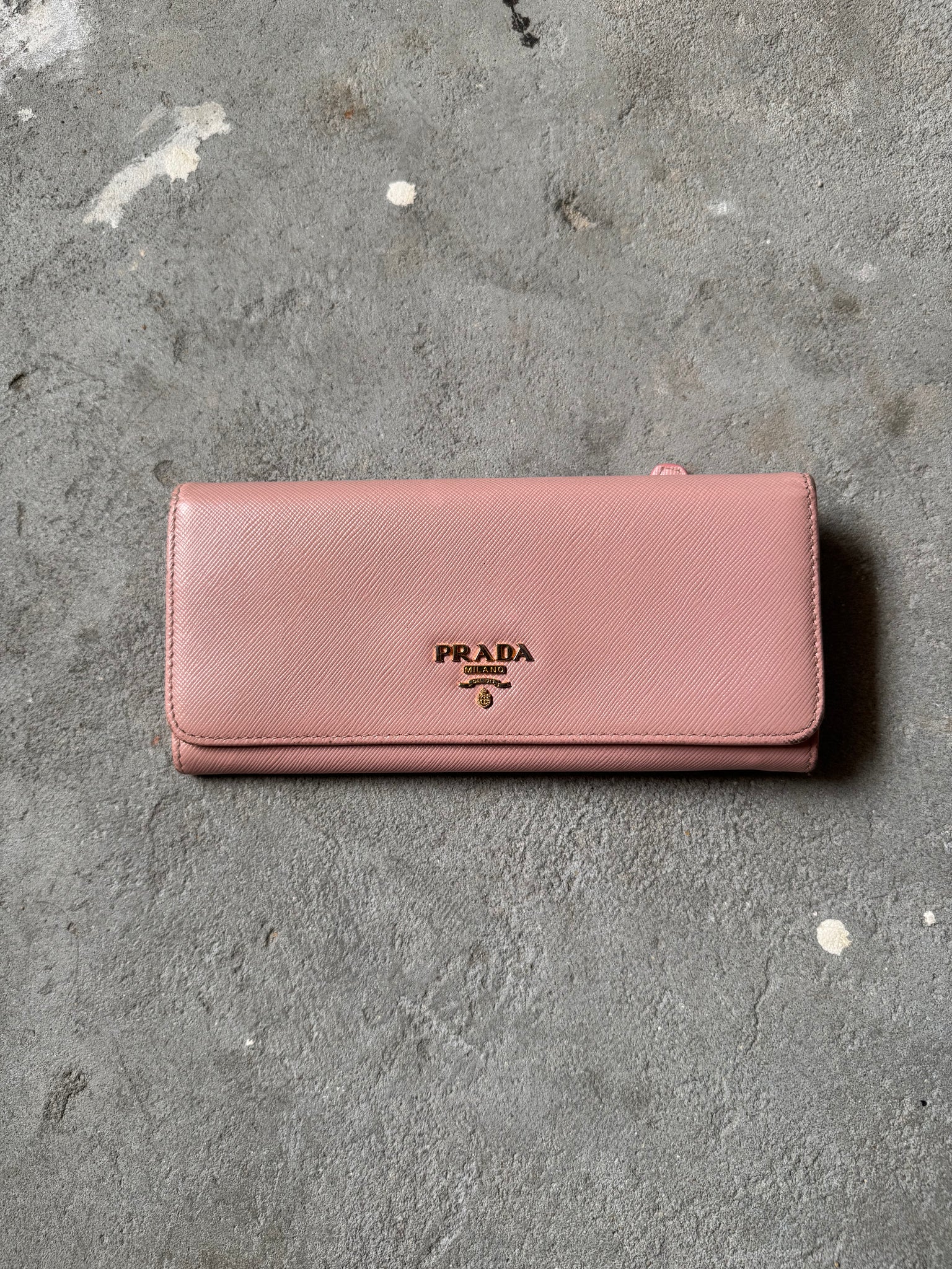 Prada Saffiano Long Wallet Pink