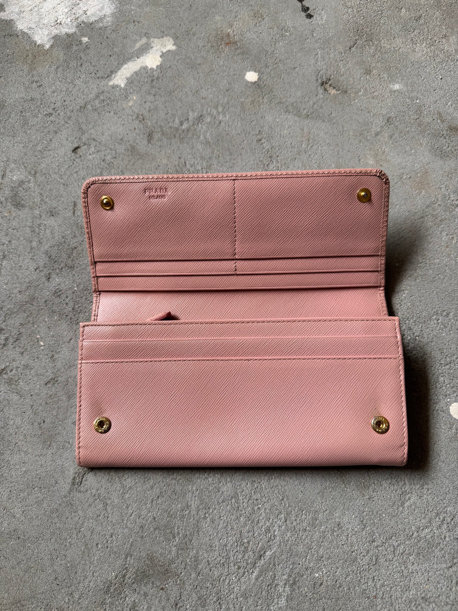 Prada Saffiano Long Wallet Pink