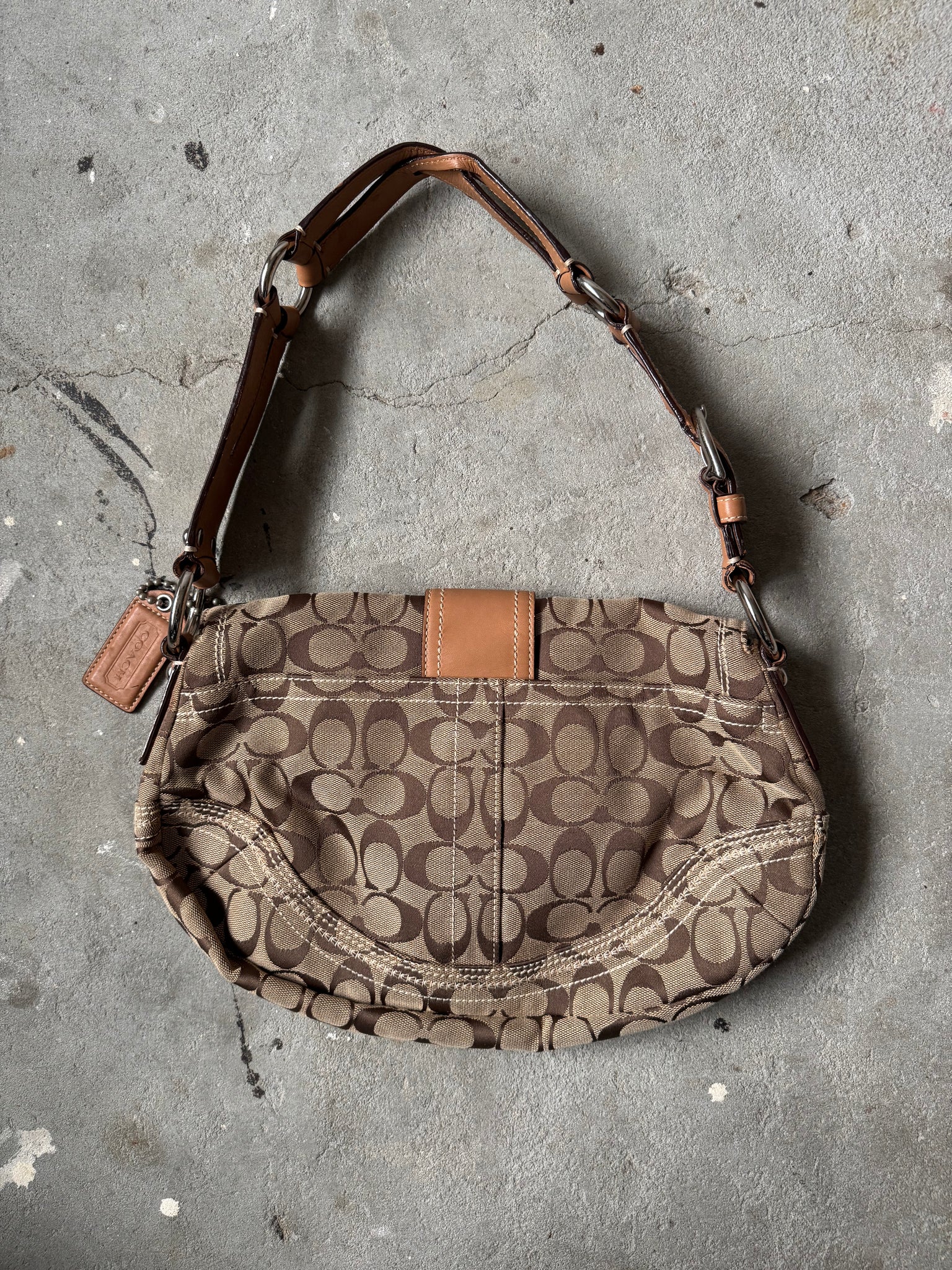 Coach Signature Soho Flap Shoulder Bag Beige/Brown