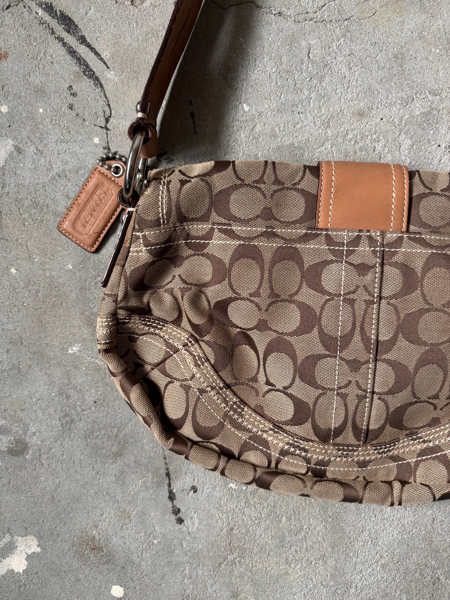 Coach Signature Soho Flap Shoulder Bag Beige/Brown