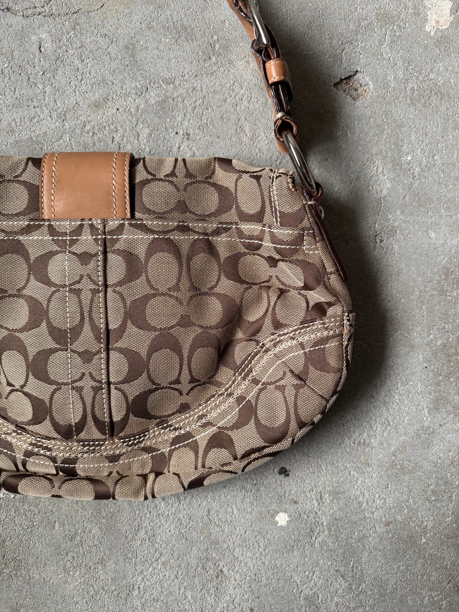 Coach Signature Soho Flap Shoulder Bag Beige/Brown