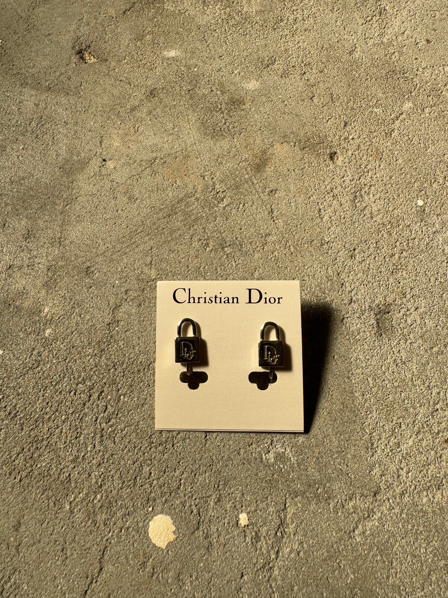 Dior Logo Lock Silver Earrings