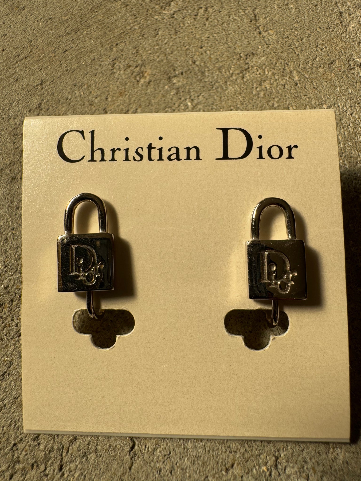 Dior Logo Lock Silver Earrings