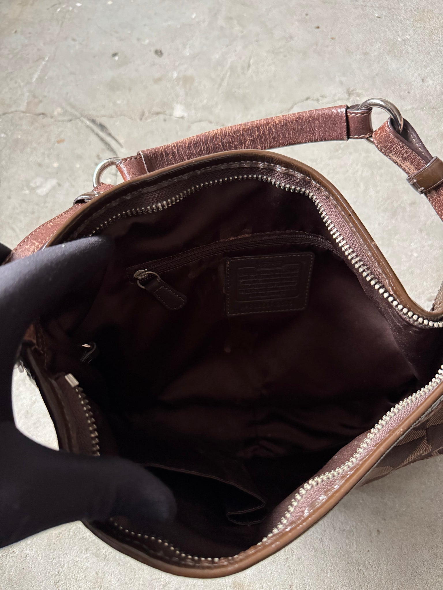 Coach Signature Hobo Shoulder Bag Brown