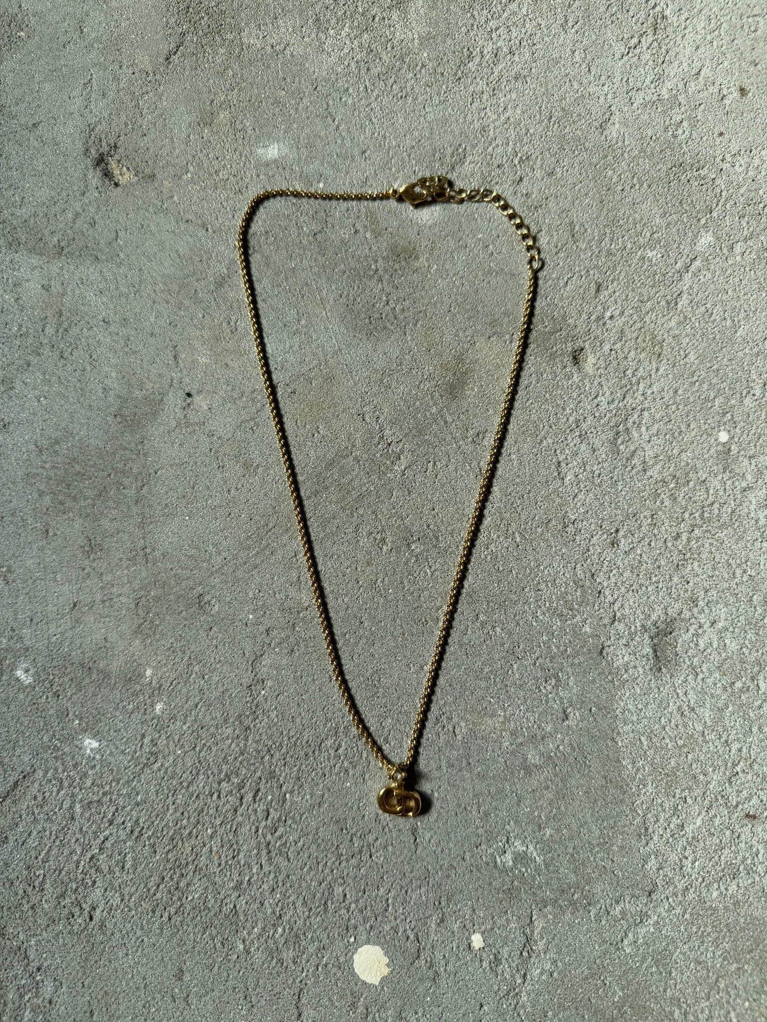 Dior CD Logo Pendant Necklace Gold