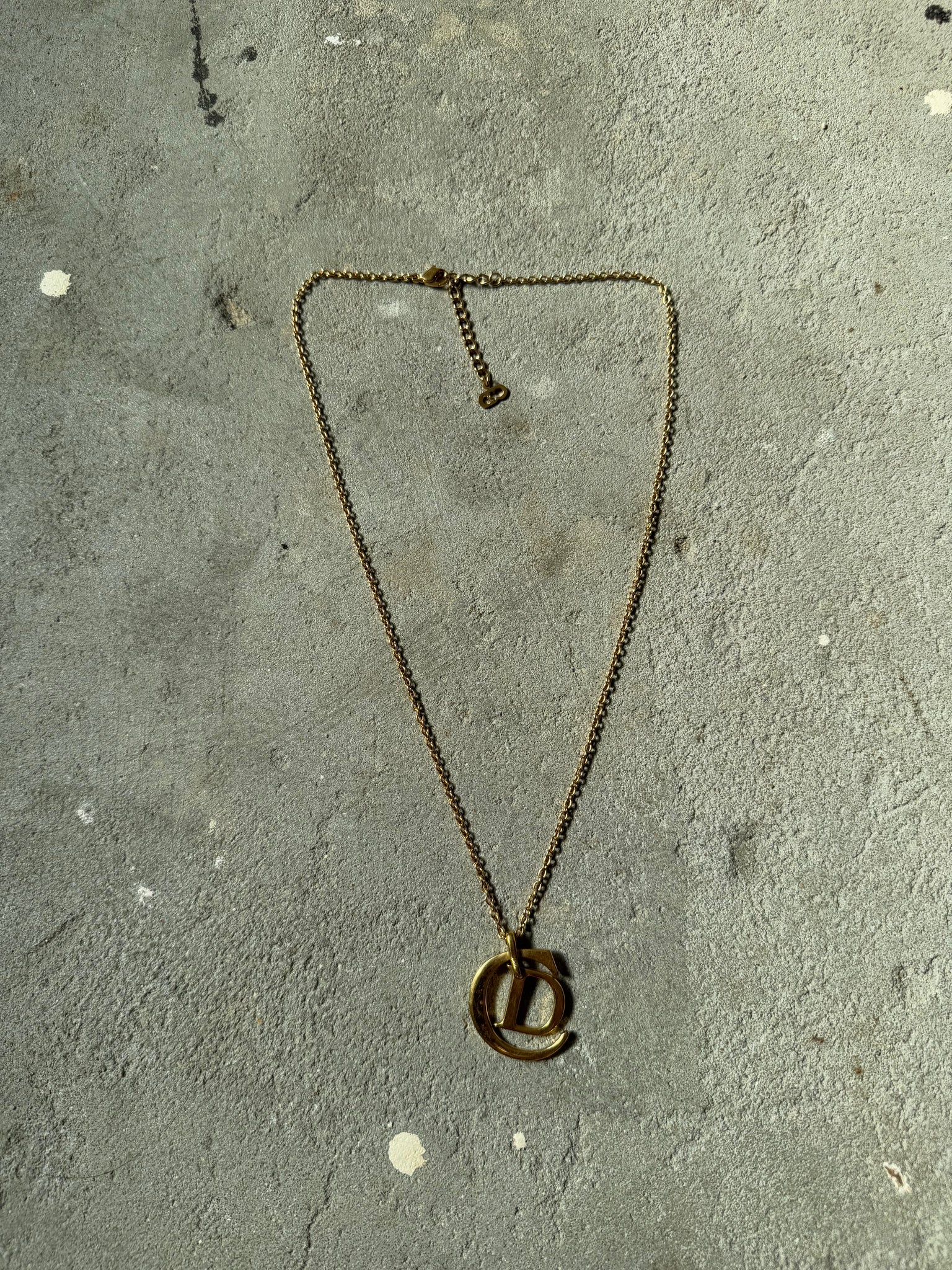 Dior CD Moon Pendant Necklace Gold