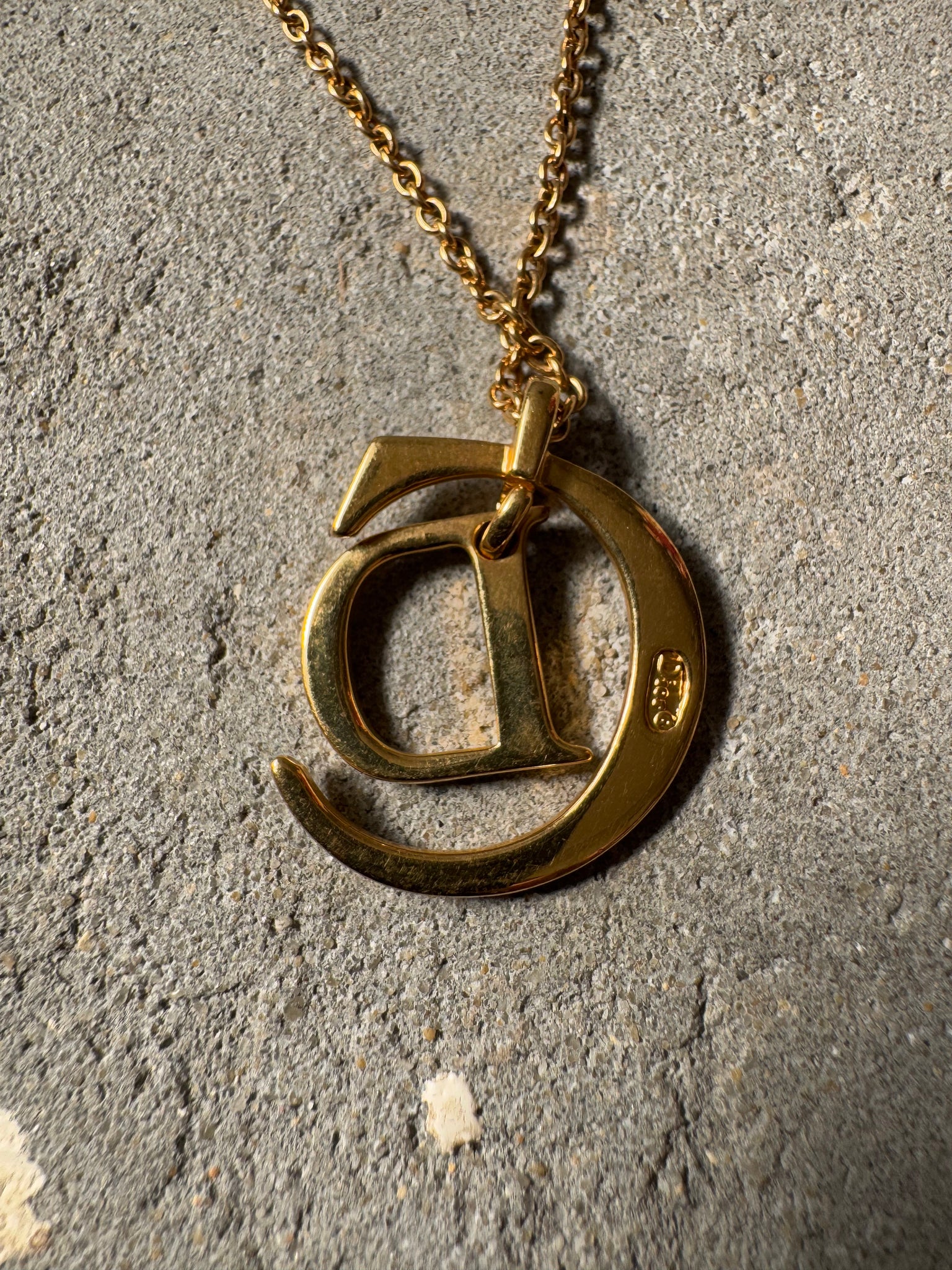 Dior CD Moon Pendant Necklace Gold