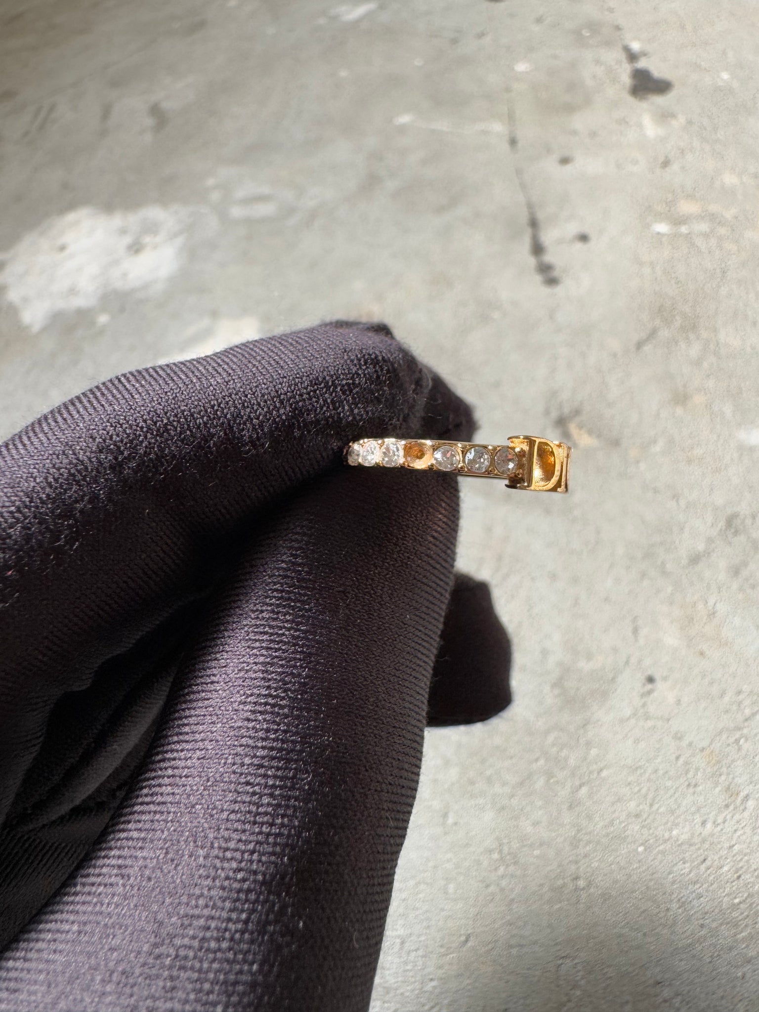 Dior Logo Crystal Ring Gold