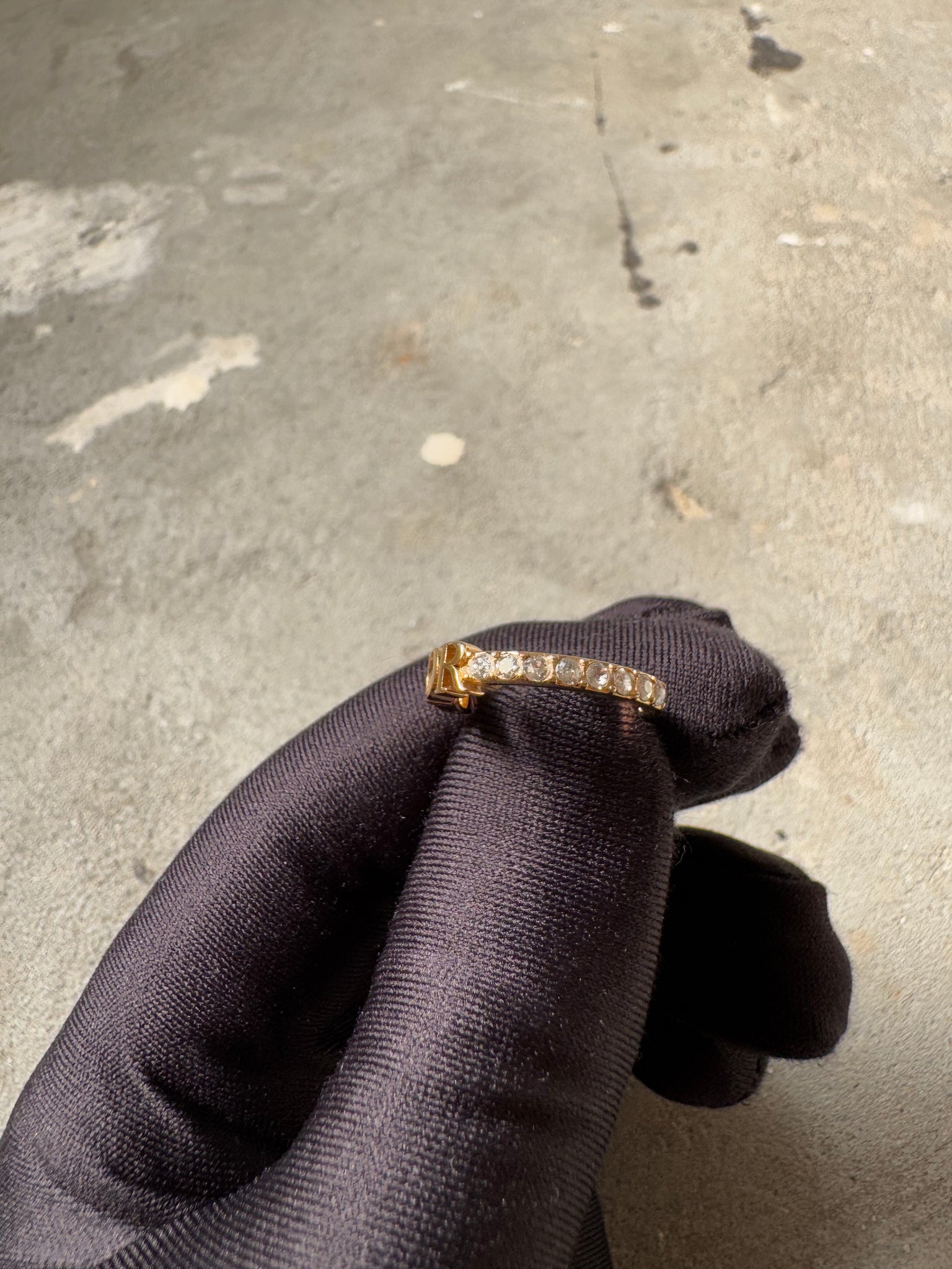 Dior Logo Crystal Ring Gold