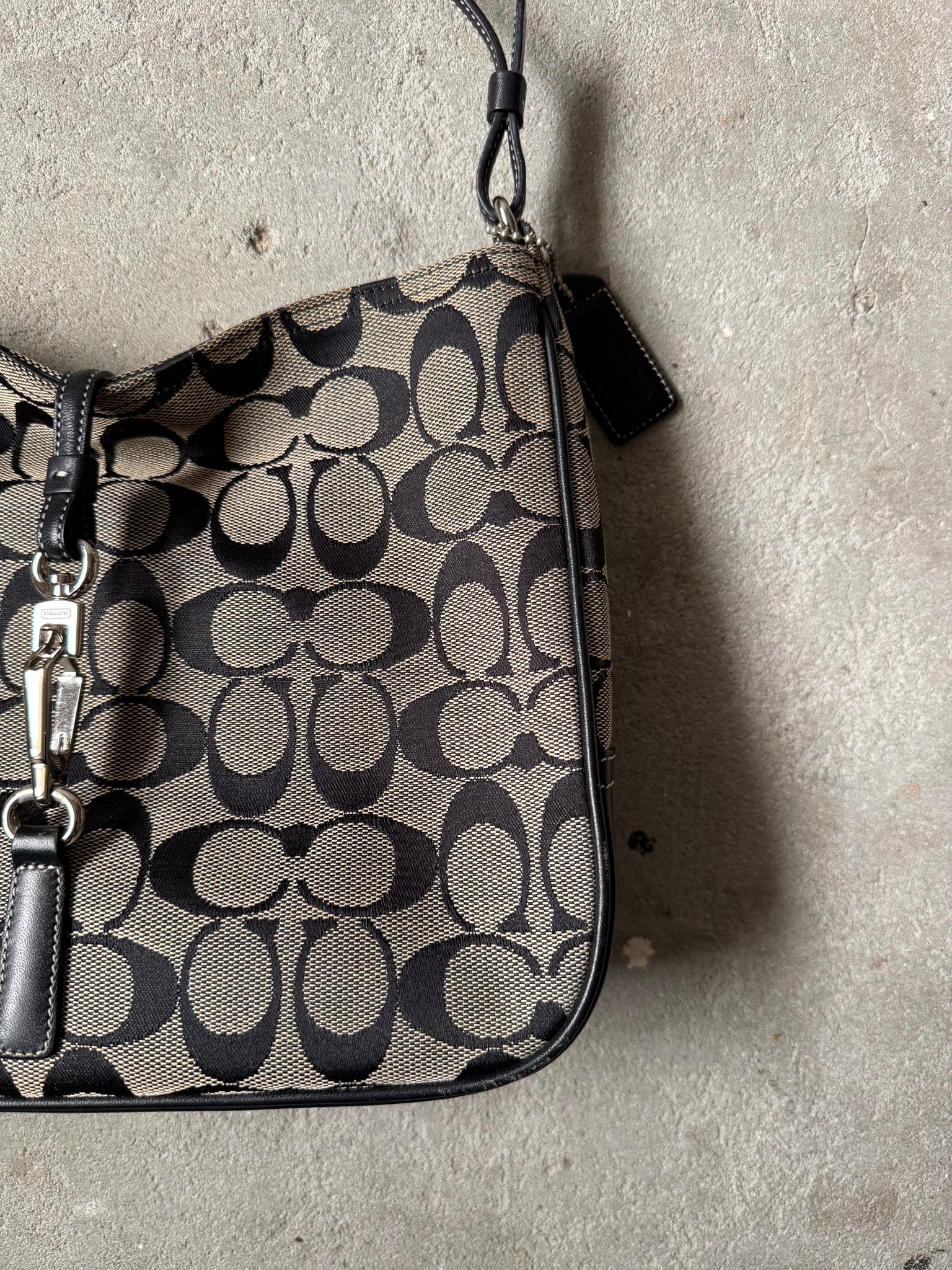 Coach Hobo Signature Clip Canvas Handbag Grey/Black
