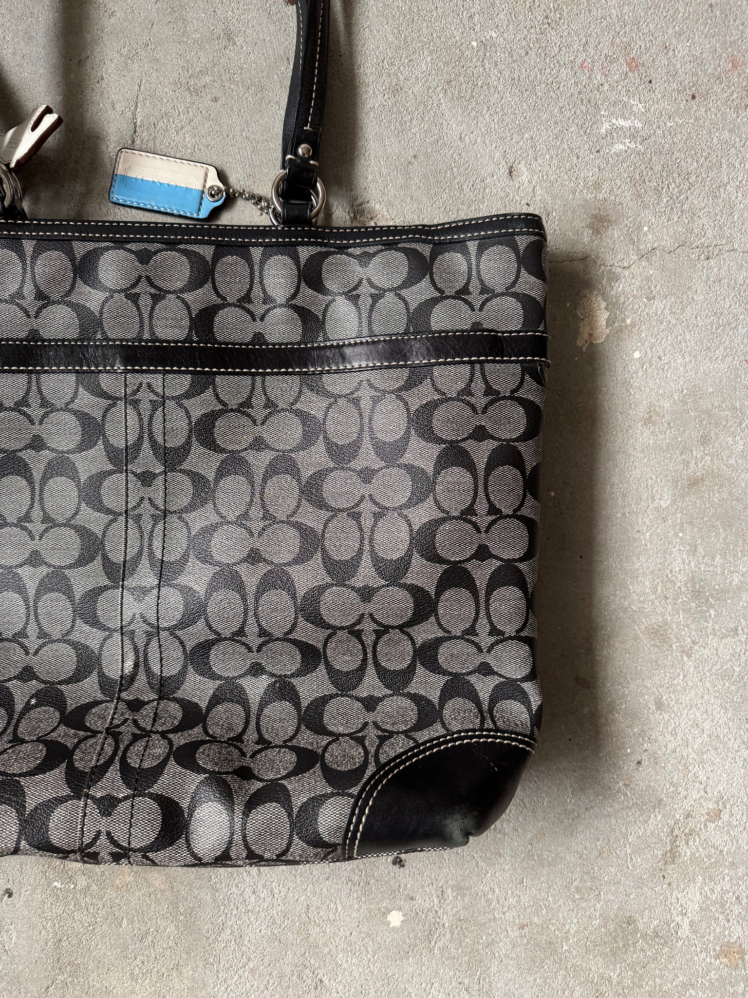 Coach Signature Chelsea Heritage Stripe Tote Bag Grey/Black