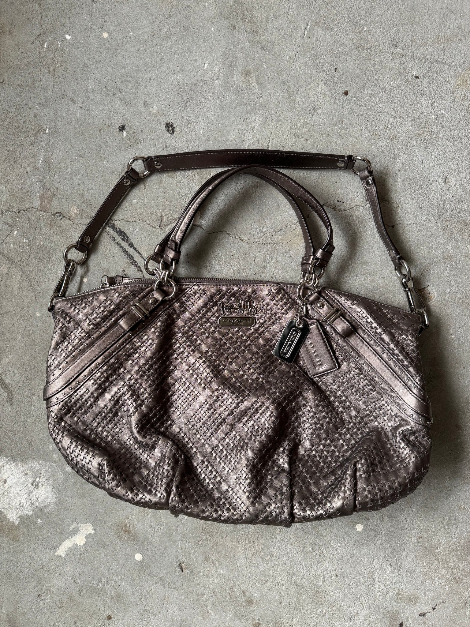 Coach 2Way Braided Shoulder Bag Metallic