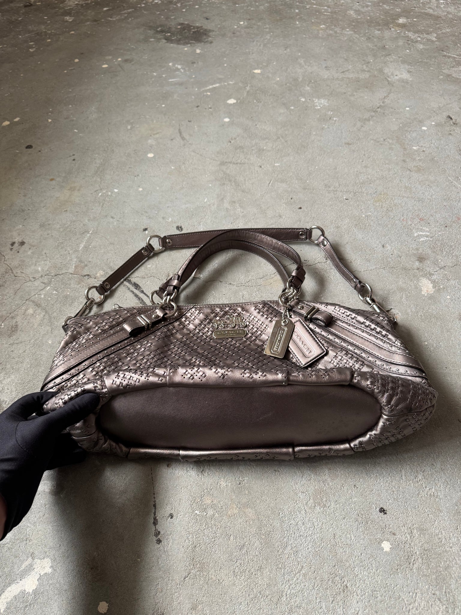 Coach 2Way Braided Shoulder Bag Metallic