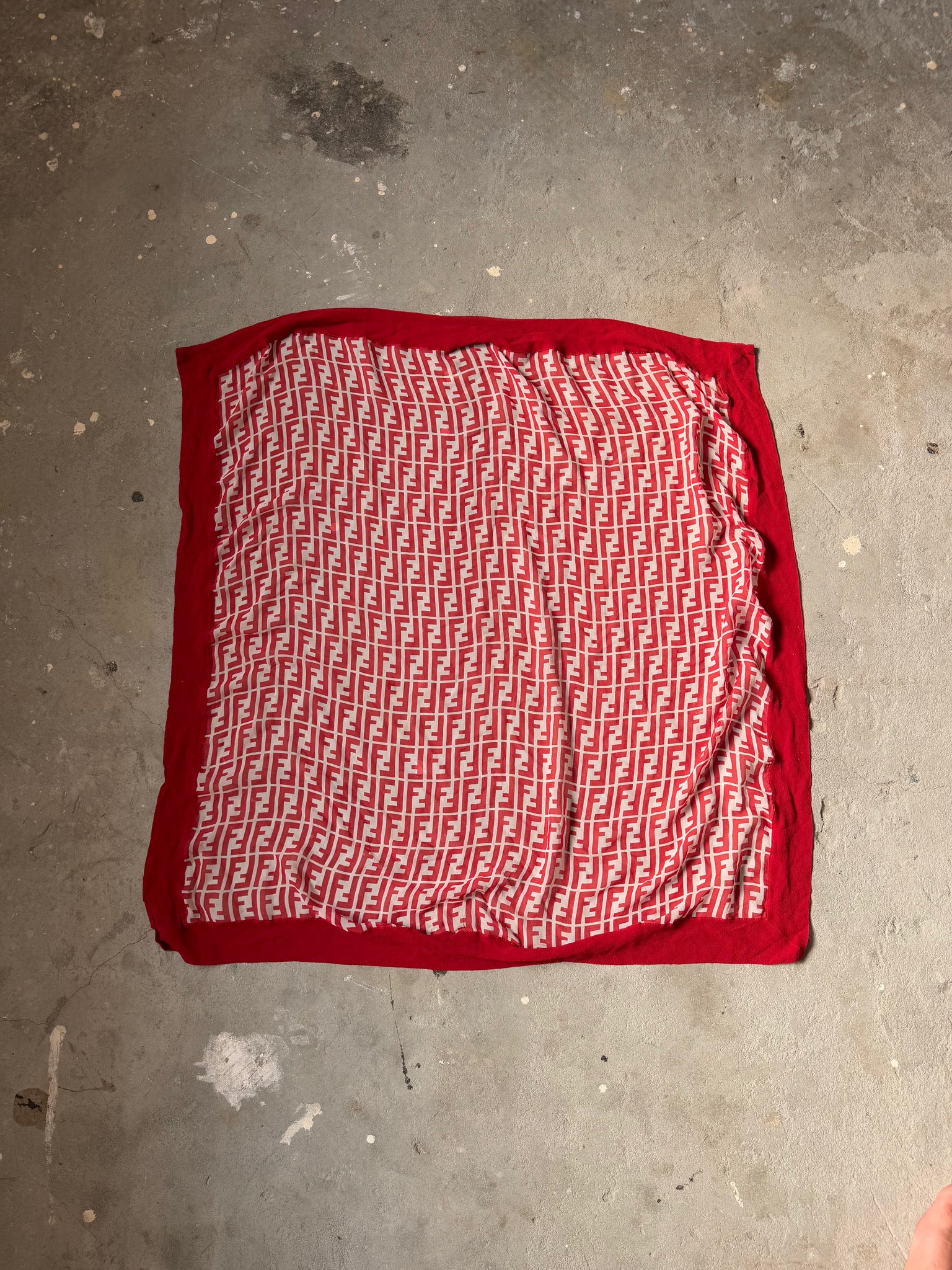 Fendi FF Zucca Silk Scarf Red