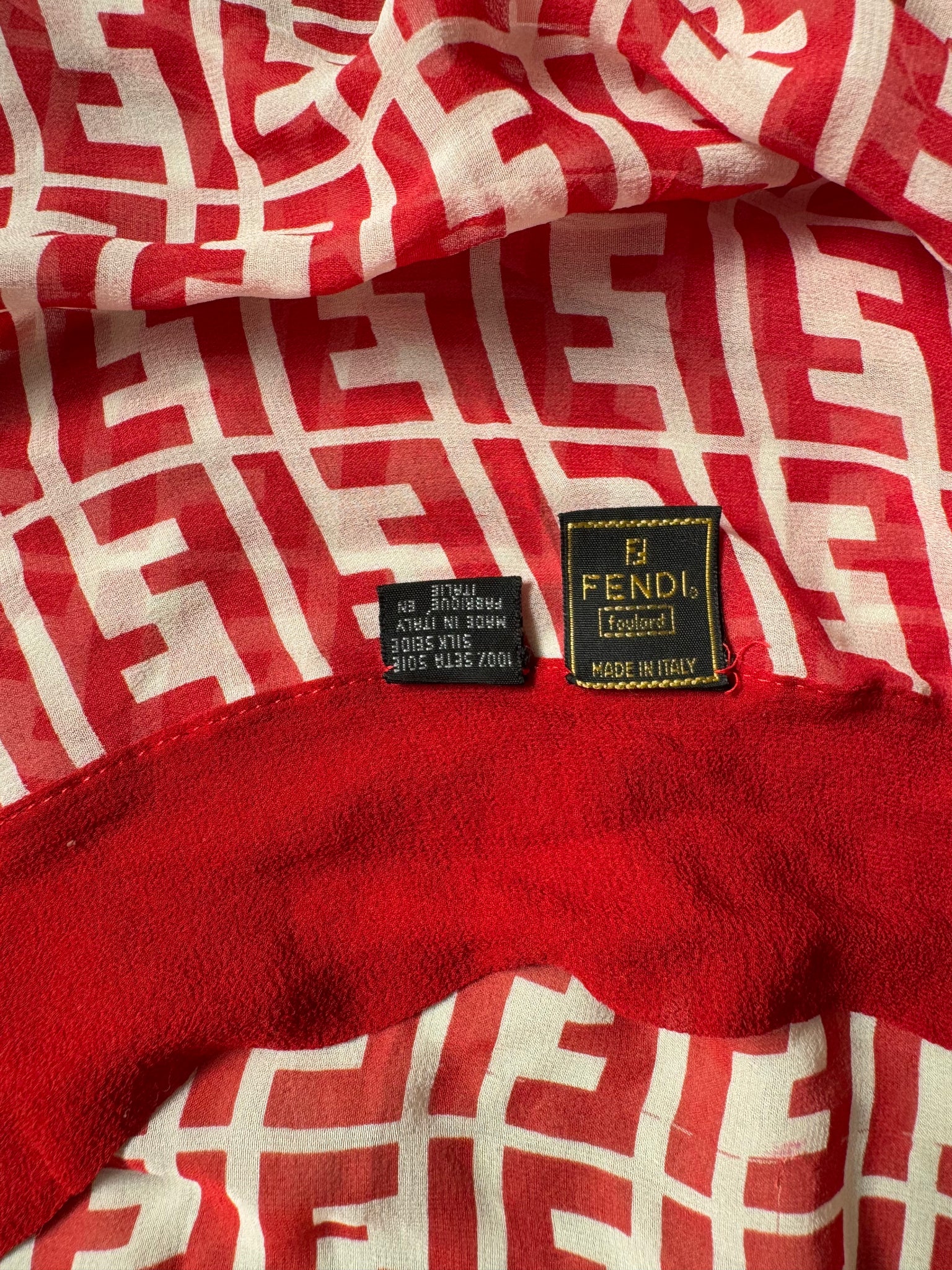 Fendi FF Zucca Silk Scarf Red
