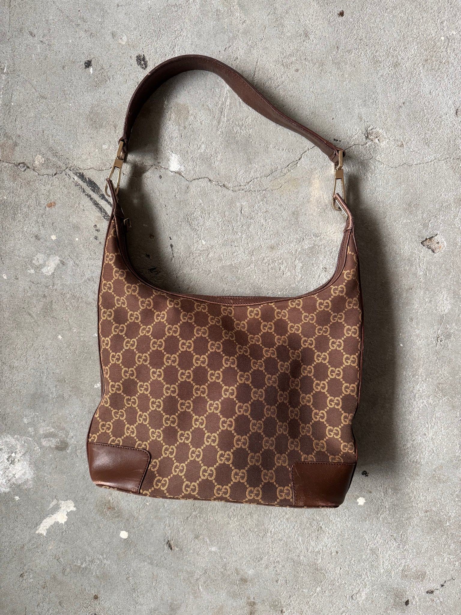 Gucci GG Monogram Hobo Shoulder Bag Brown