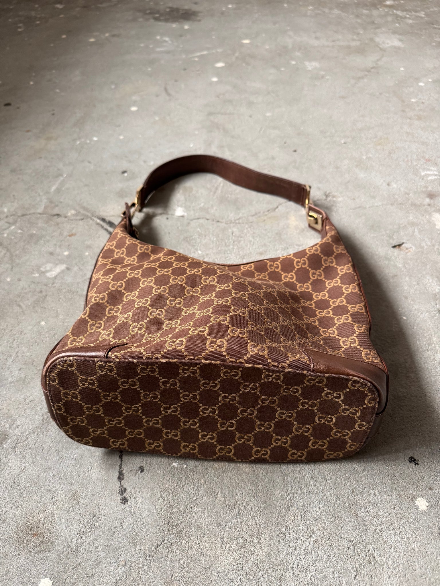 Gucci GG Monogram Hobo Shoulder Bag Brown