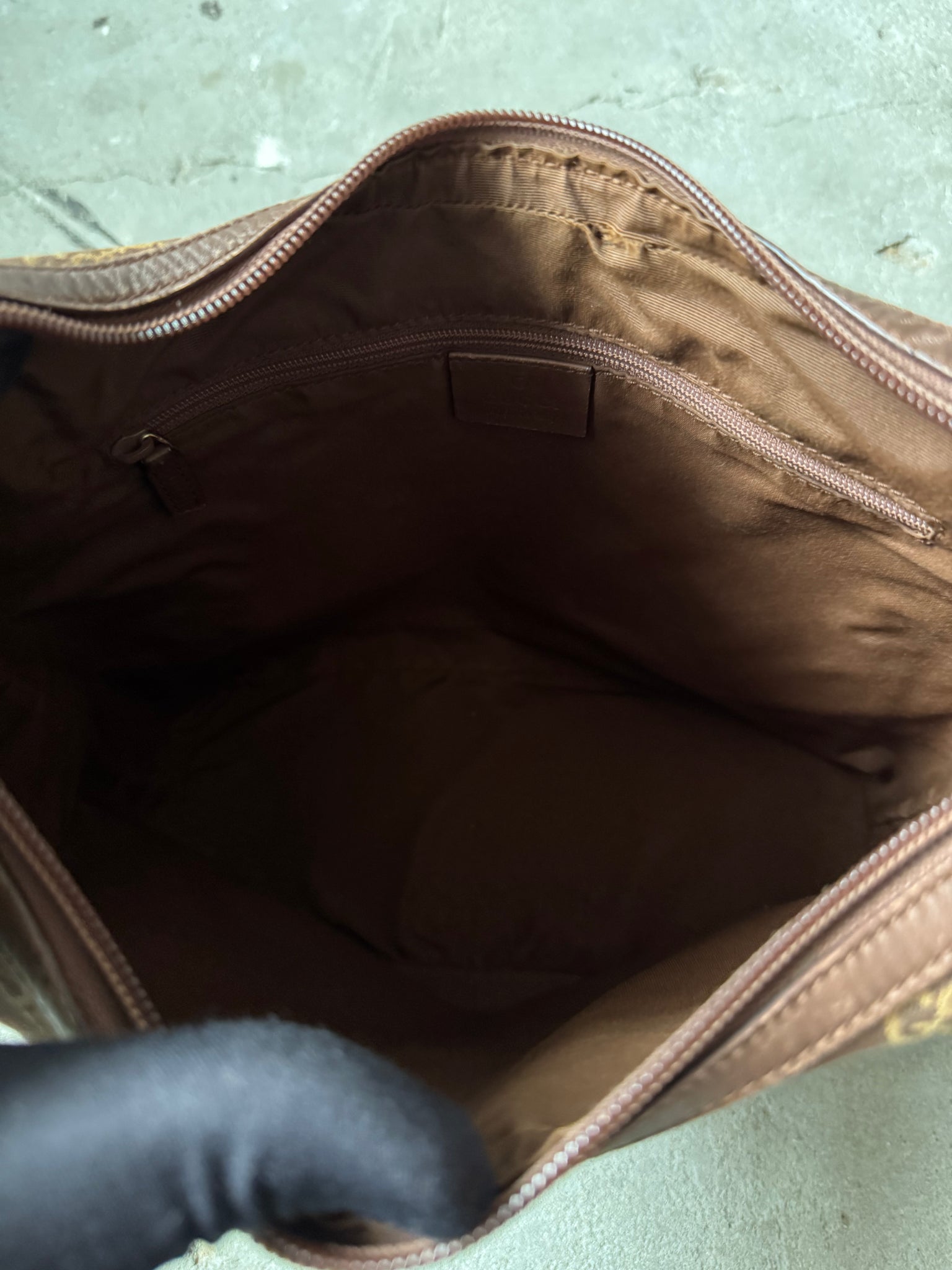 Gucci GG Monogram Hobo Shoulder Bag Brown