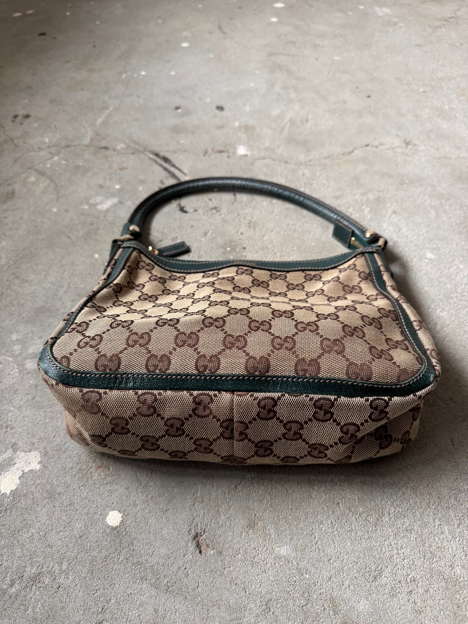 Gucci GG Monogram Shoulder Bag Beige/Green