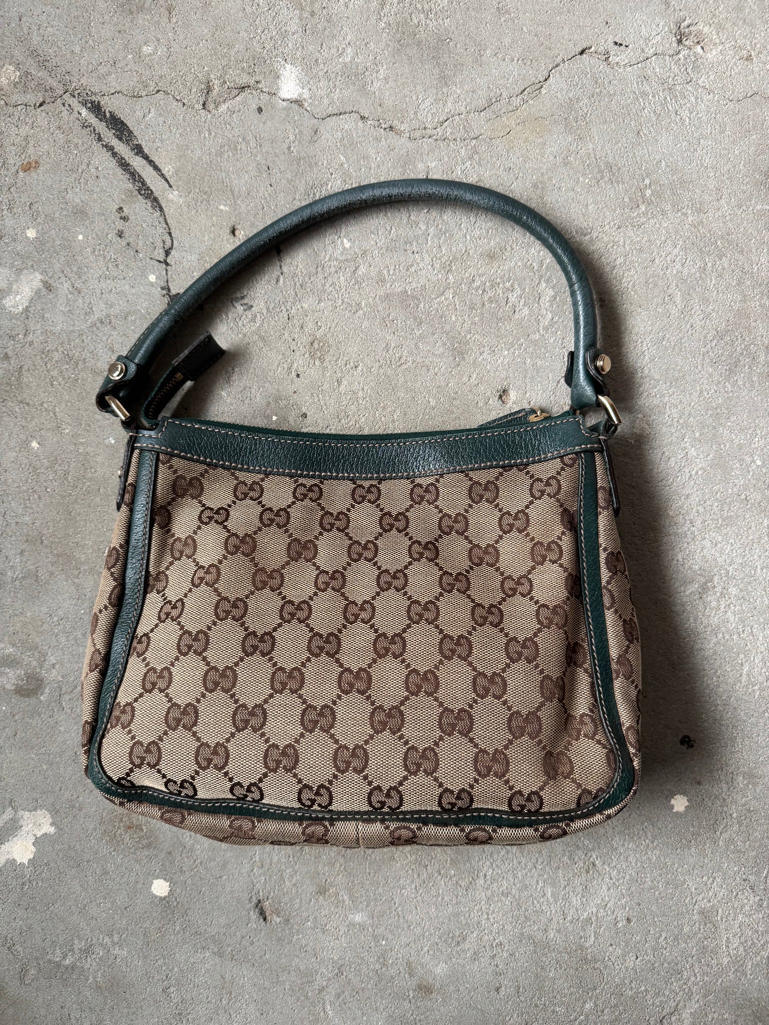 Gucci GG Monogram Shoulder Bag Beige/Green