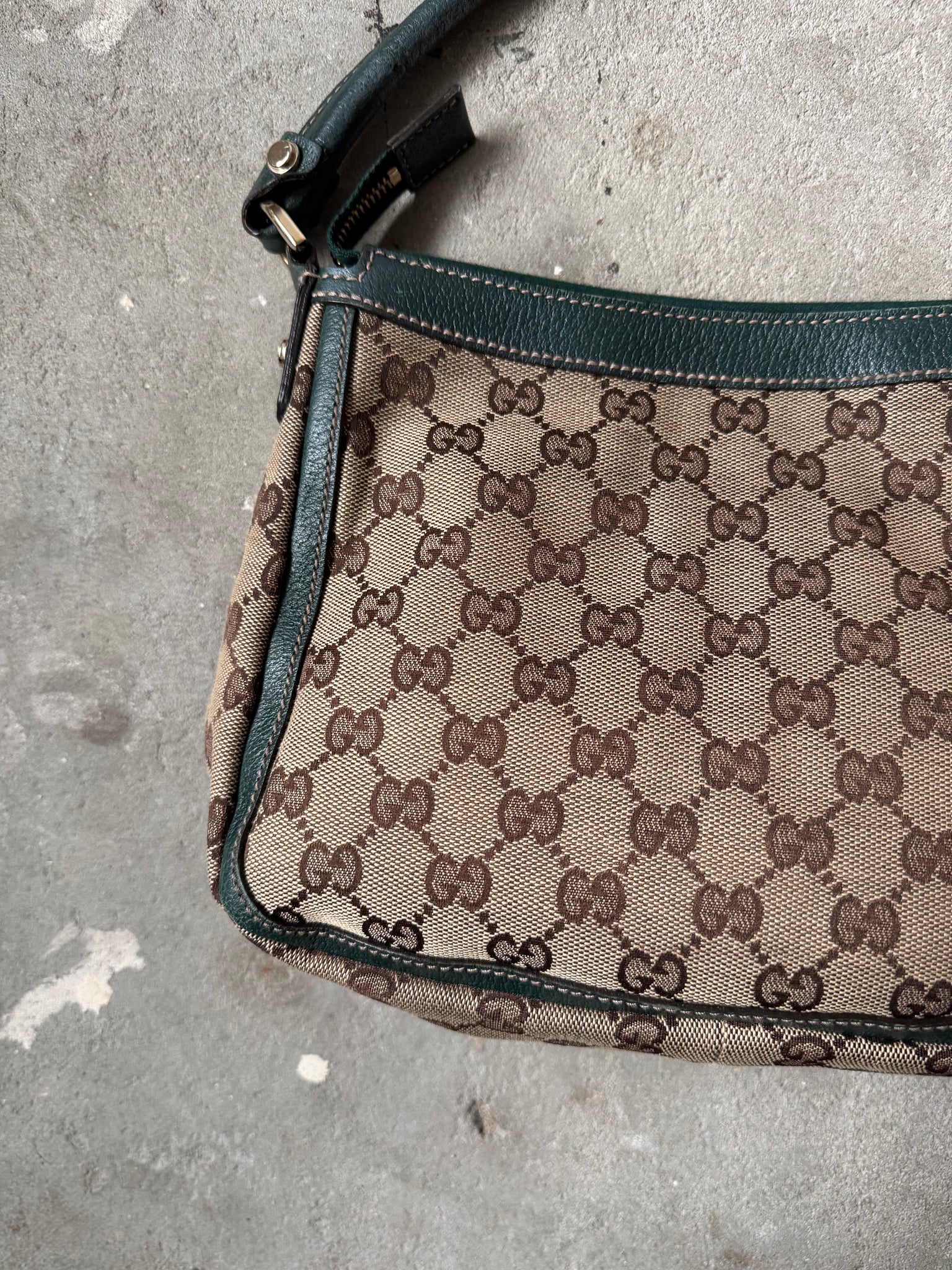 Gucci GG Monogram Shoulder Bag Beige/Green
