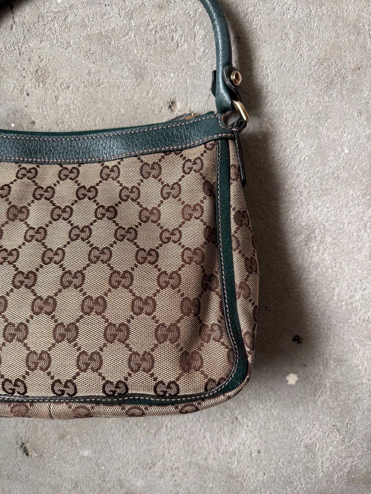 Gucci GG Monogram Shoulder Bag Beige/Green
