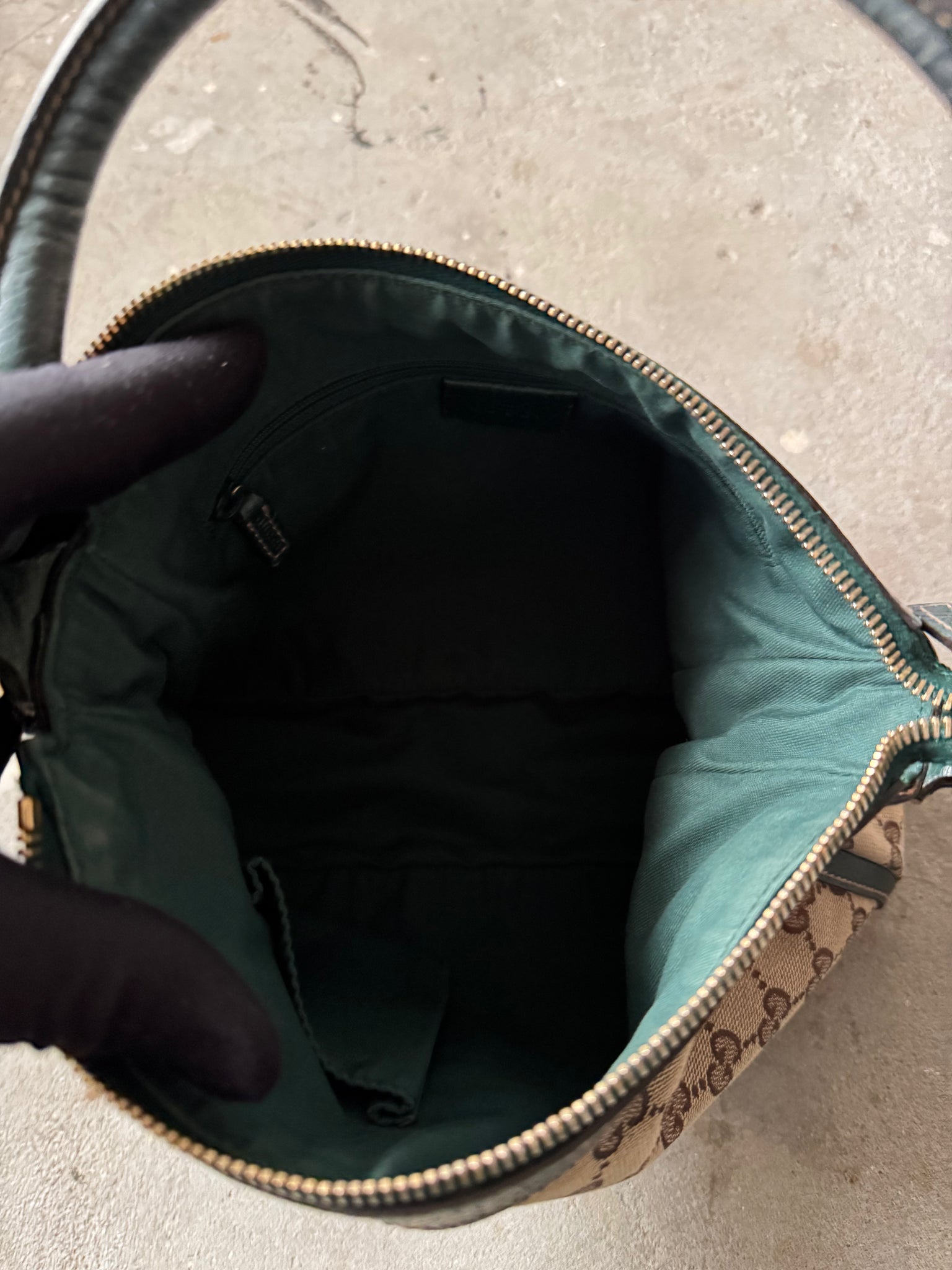 Gucci GG Monogram Shoulder Bag Beige/Green