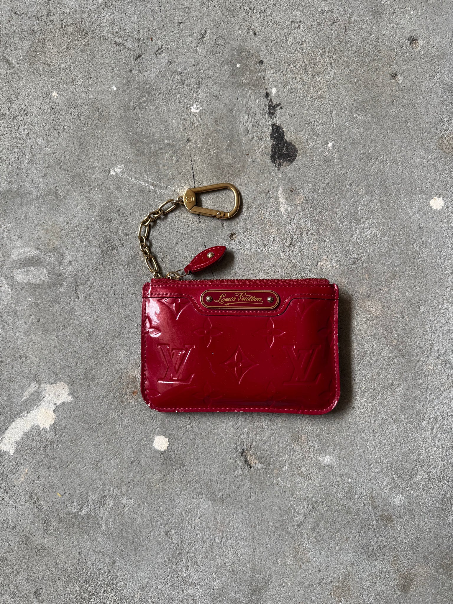 Louis Vuitton Vernis Pochette Coin Case Amethyst Red