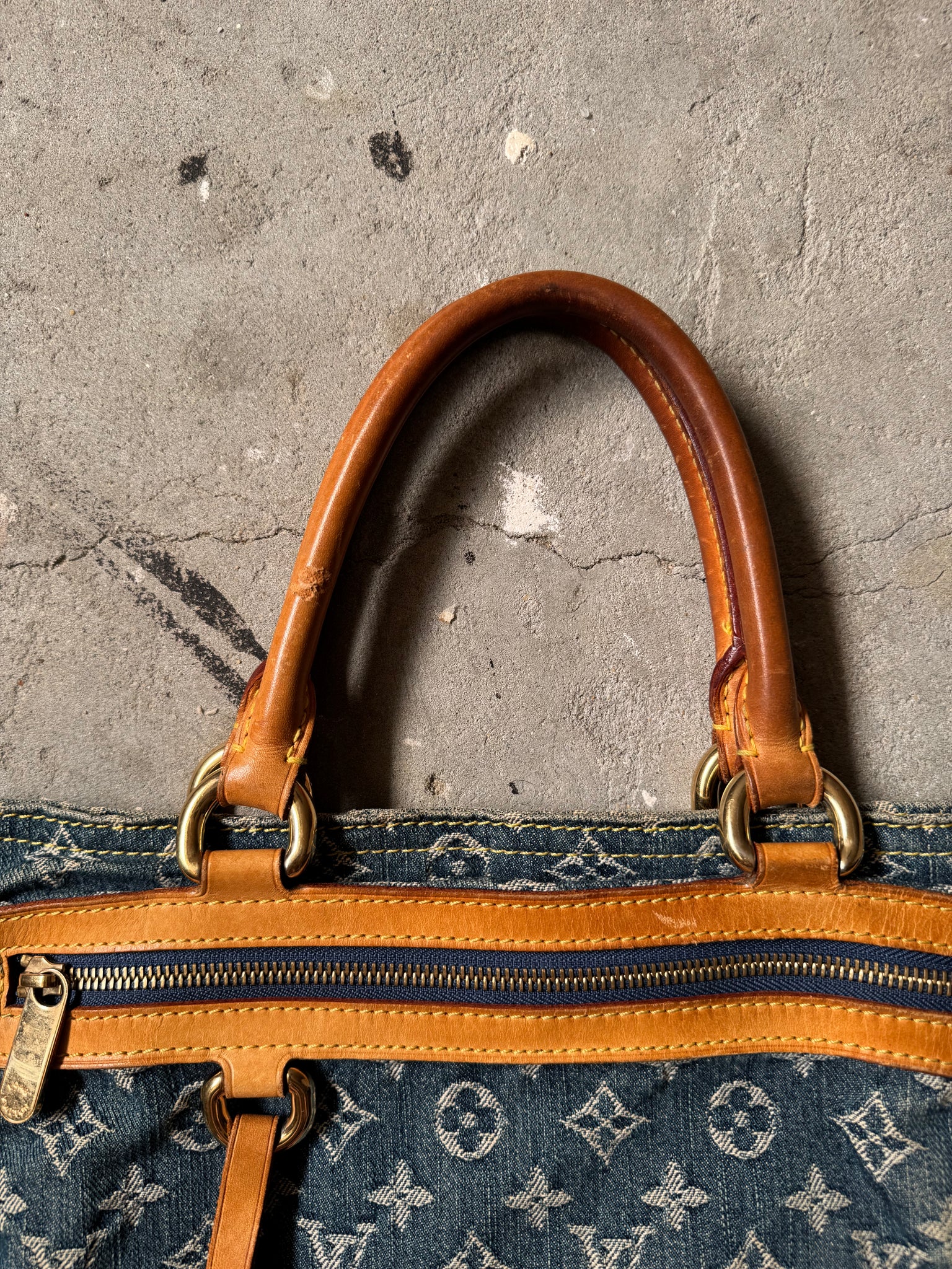 Louis Vuitton Blue Monogram Denim Flat Shopper Tote Bag
