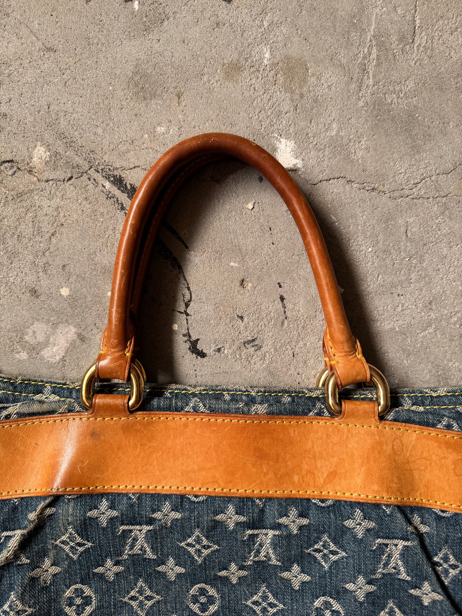 Louis Vuitton Blue Monogram Denim Flat Shopper Tote Bag