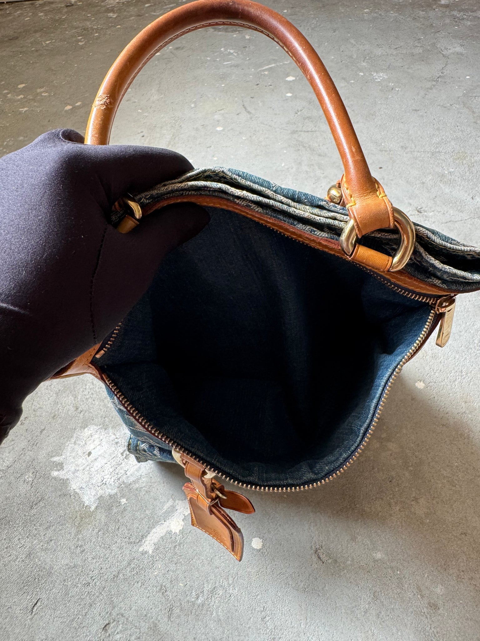 Louis Vuitton Blue Monogram Denim Flat Shopper Tote Bag