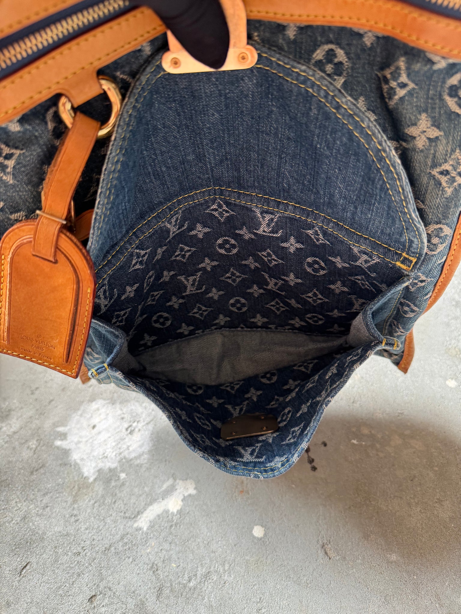 Louis Vuitton Blue Monogram Denim Flat Shopper Tote Bag