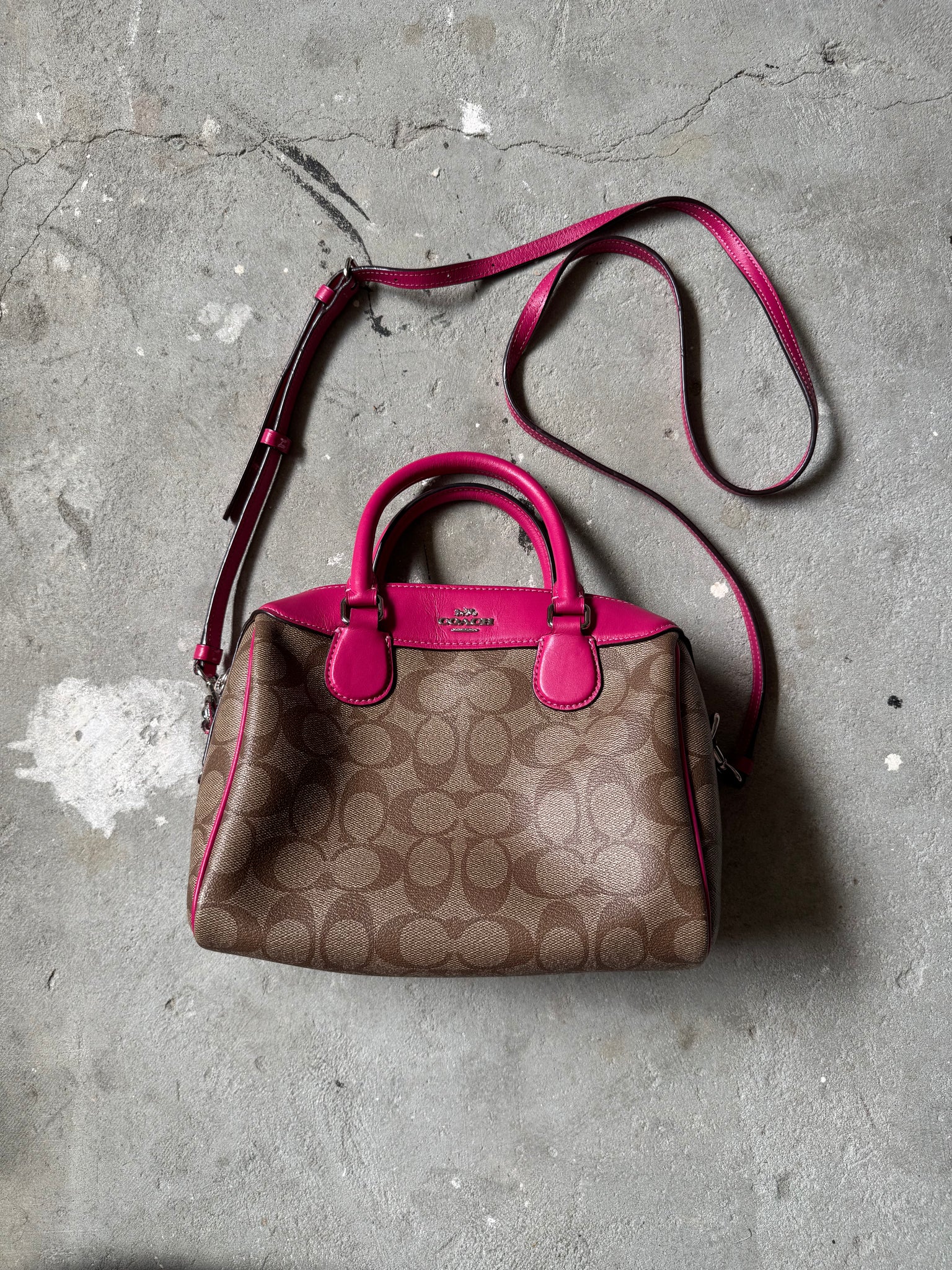 Coach 2Way Signature Bennett Speedy Beige/Pink