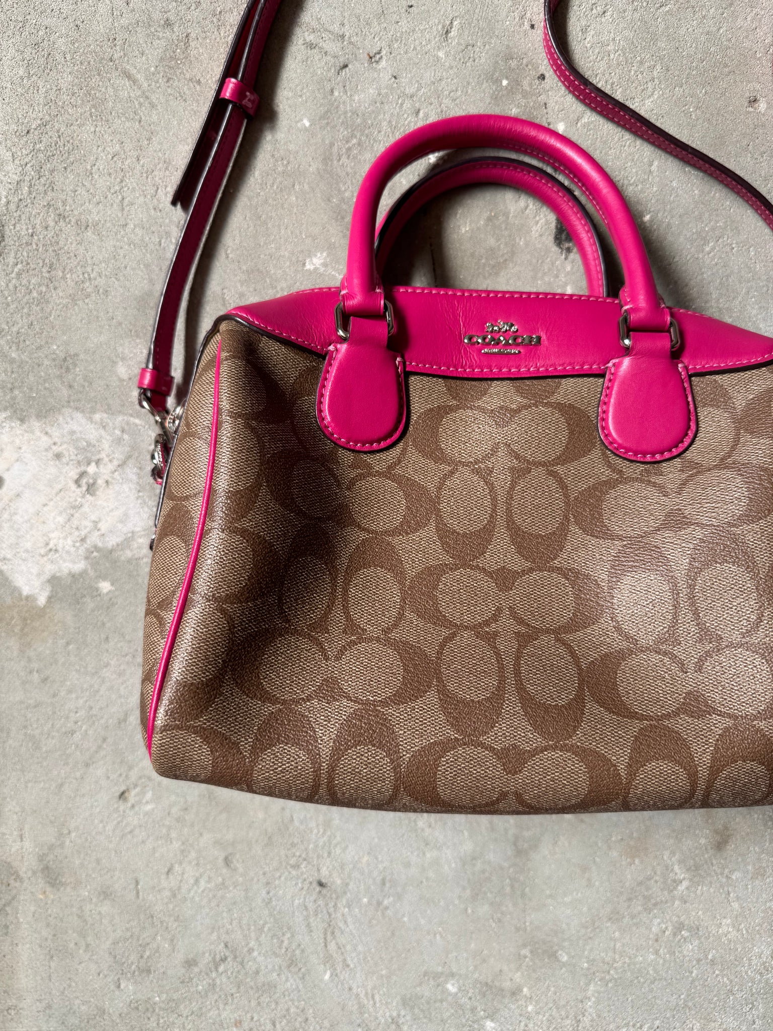 Coach 2Way Signature Bennett Speedy Beige/Pink