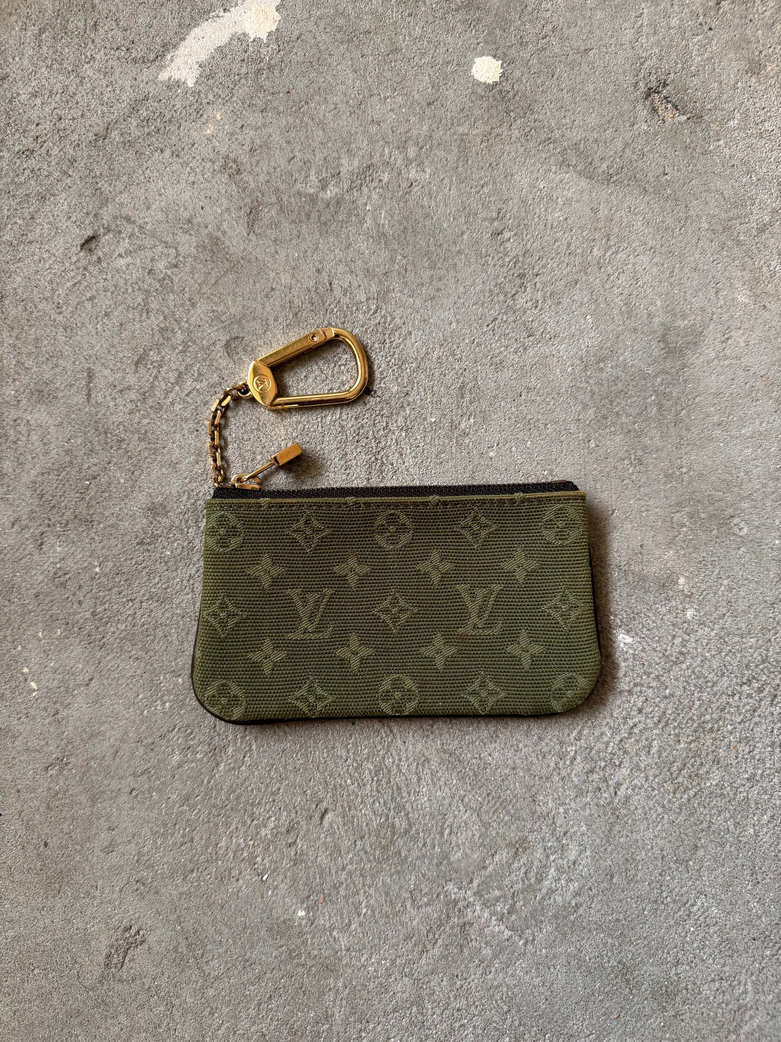 Louis Vuitton Monogram Denim Green Key Pouch