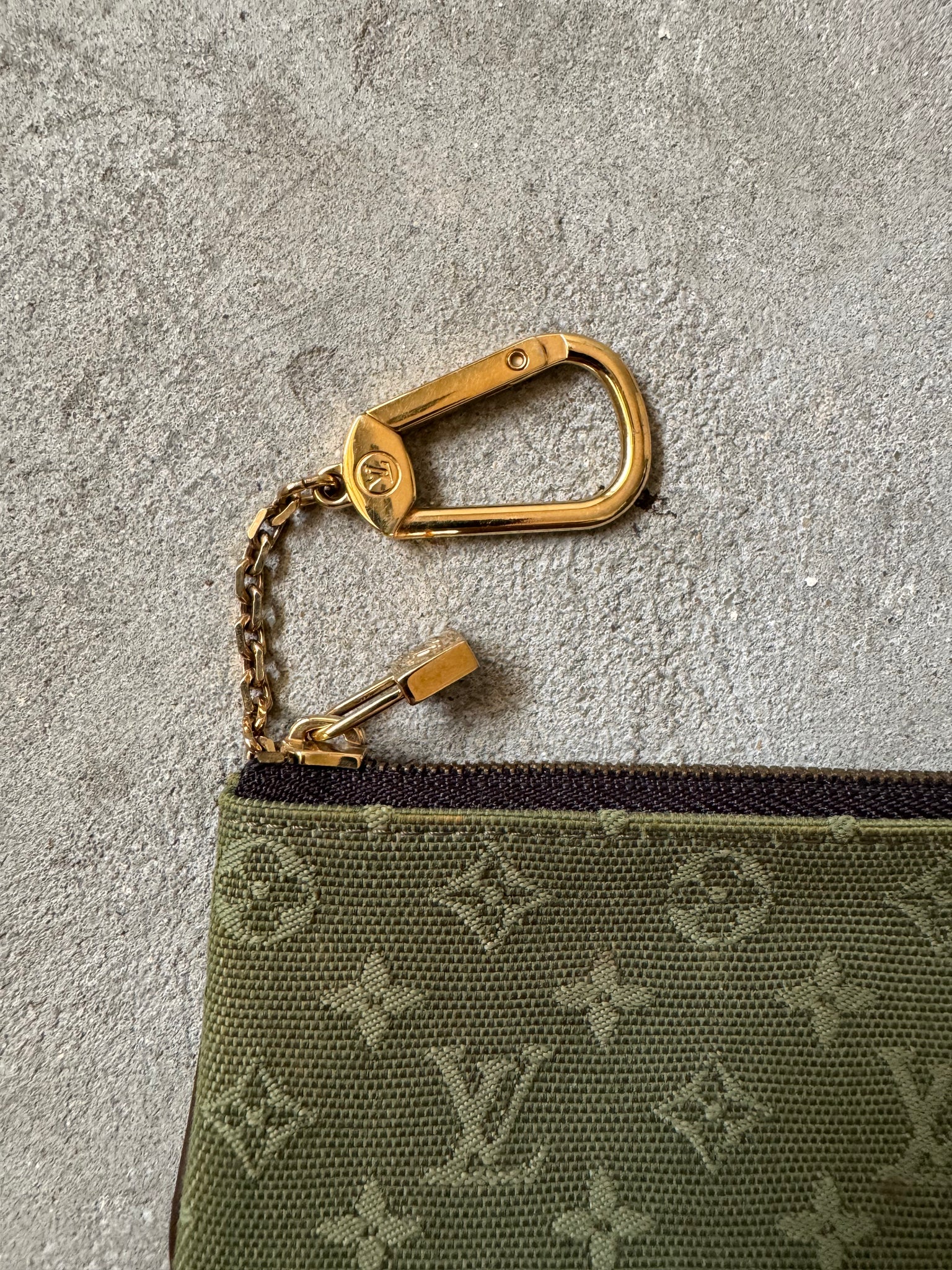 Louis Vuitton Monogram Denim Green Key Pouch