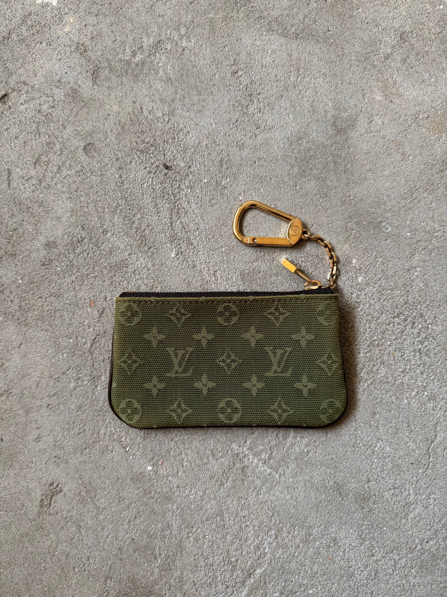 Louis Vuitton Monogram Denim Green Key Pouch