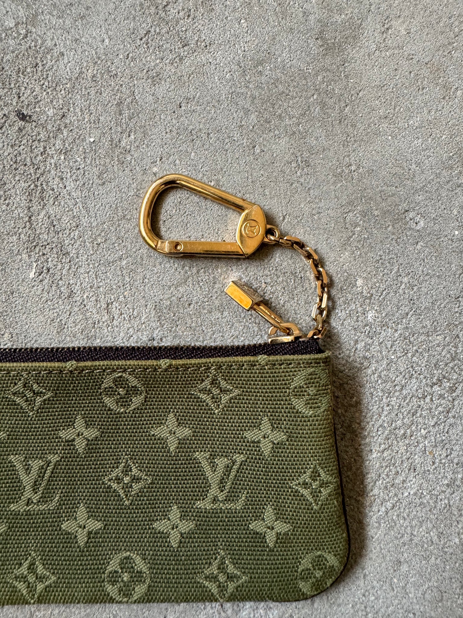 Louis Vuitton Monogram Denim Green Key Pouch