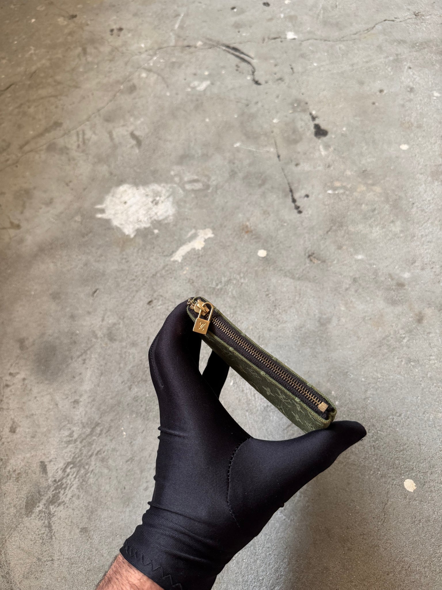Louis Vuitton Monogram Denim Green Key Pouch